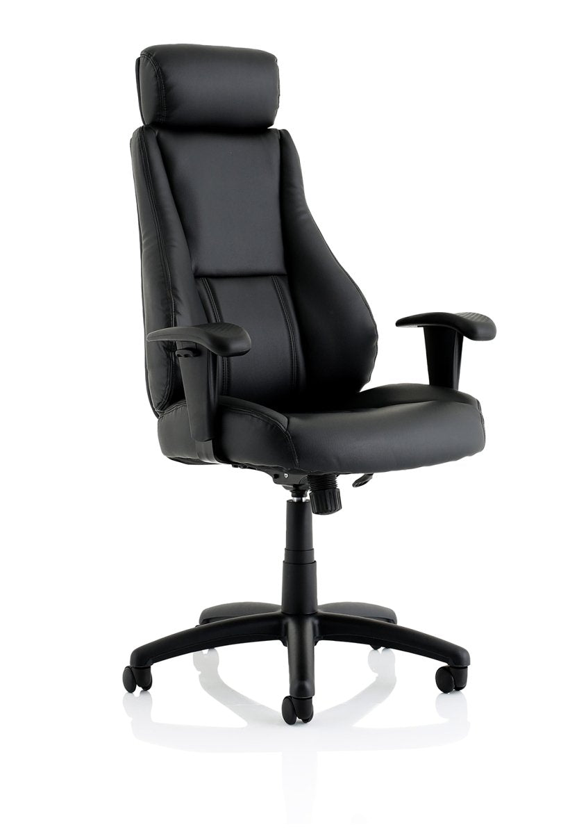 Office Chair Windsor Medium Back Executive Black Leather with Arms None   