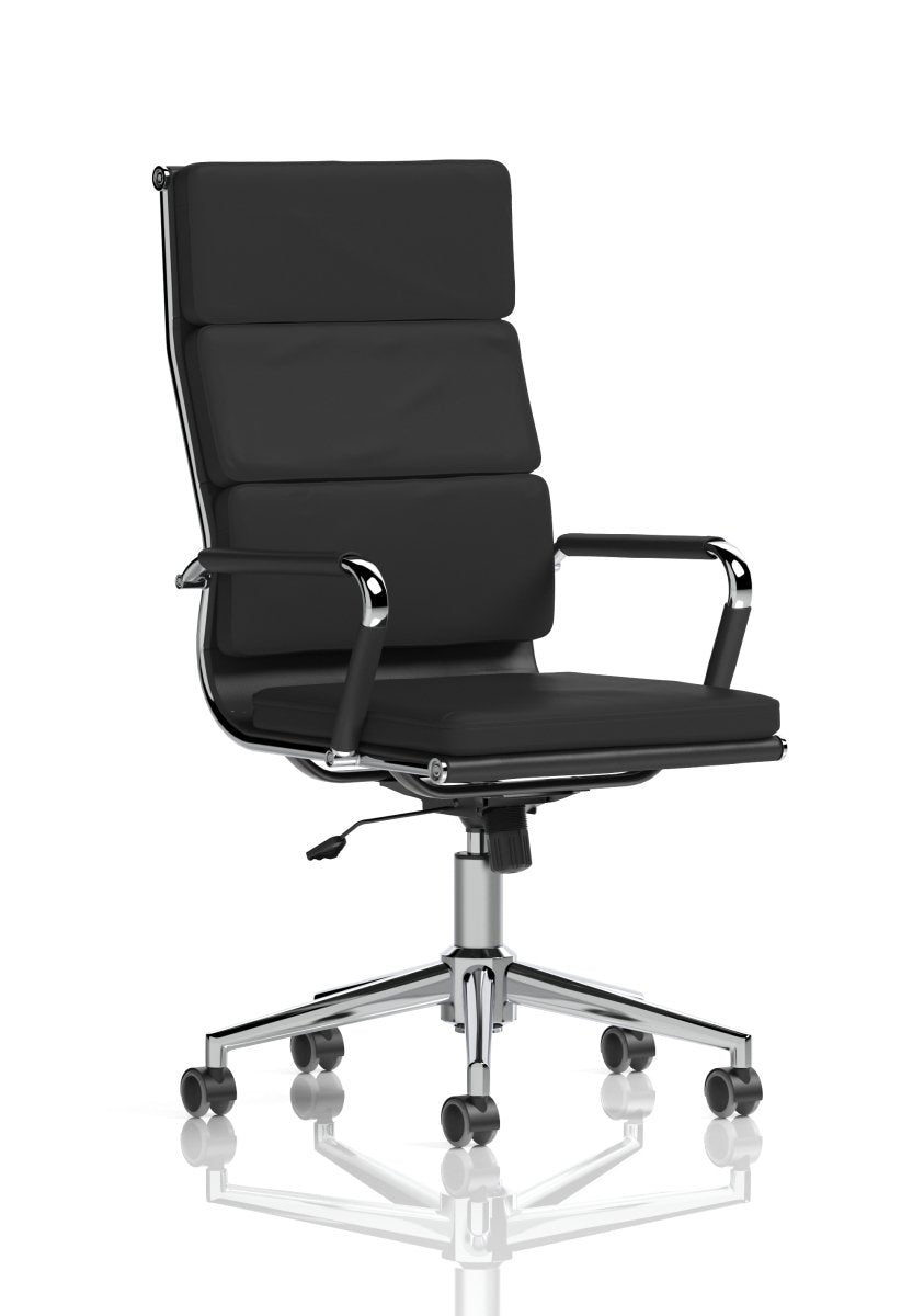 Office Chair Hawkes High Back Black Leather Executive with Arms  Colour Black Leather 