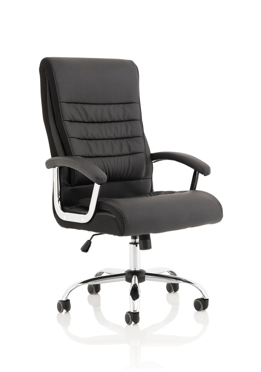 Office Chair Dallas High Back Black Leather Executive with Arms  Colour Black Leather 