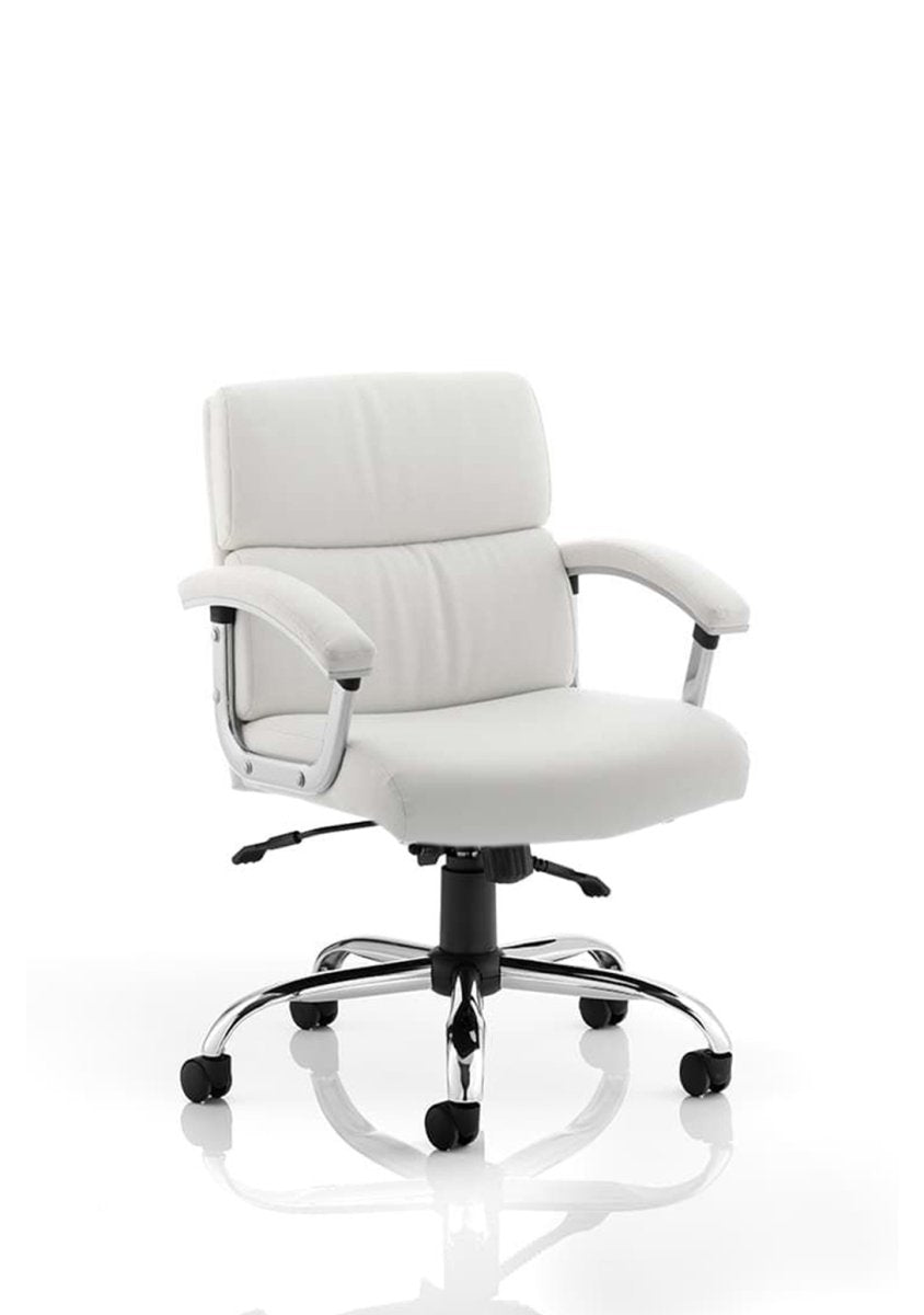  Executive Office Chair Desire Medium Back Leatherwith Arms  Colour White 