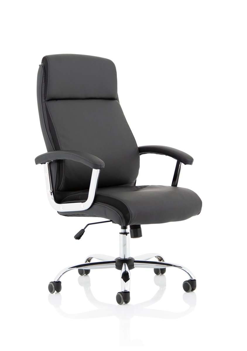 Office Chair Hatley High Back Black Leather Executive with Arms  Colour Black Leather 