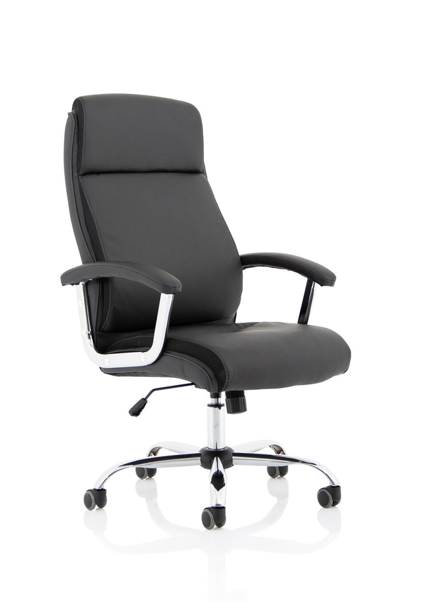 Office Chair Hatley High Back Black Leather Executive with Arms  Colour Black Leather 