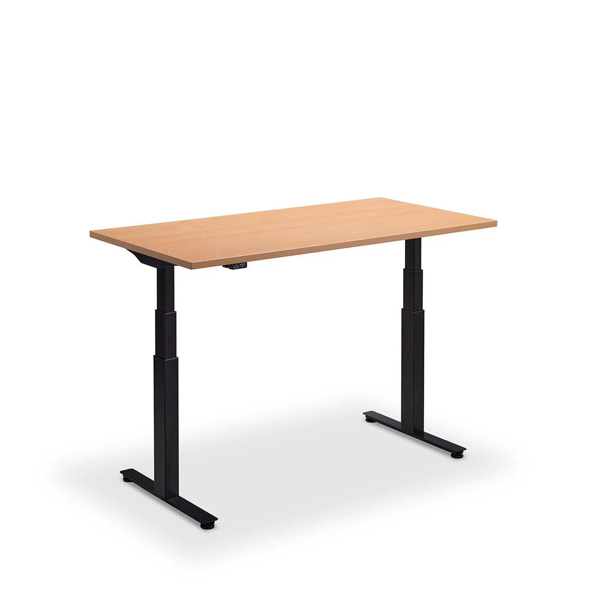 Height Adjustable Flyga Sit Stand Lavoro Design Desk 140cm wide 80cm Deep  Anthracite Oak leg Black