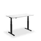 Height Adjustable Flyga Sit Stand Lavoro Design Desk 160cm wide 70cm Deep  Dijon Walnut leg Black