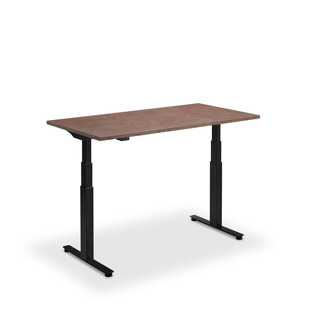 Height Adjustable Flyga Sit Stand Lavoro Design Desk 160cm wide 70cm Deep  Timber leg Black