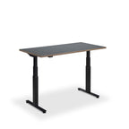 Height Adjustable Flyga Sit Stand Lavoro Design Desk 160cm wide 70cm Deep  Grey Oak leg Black