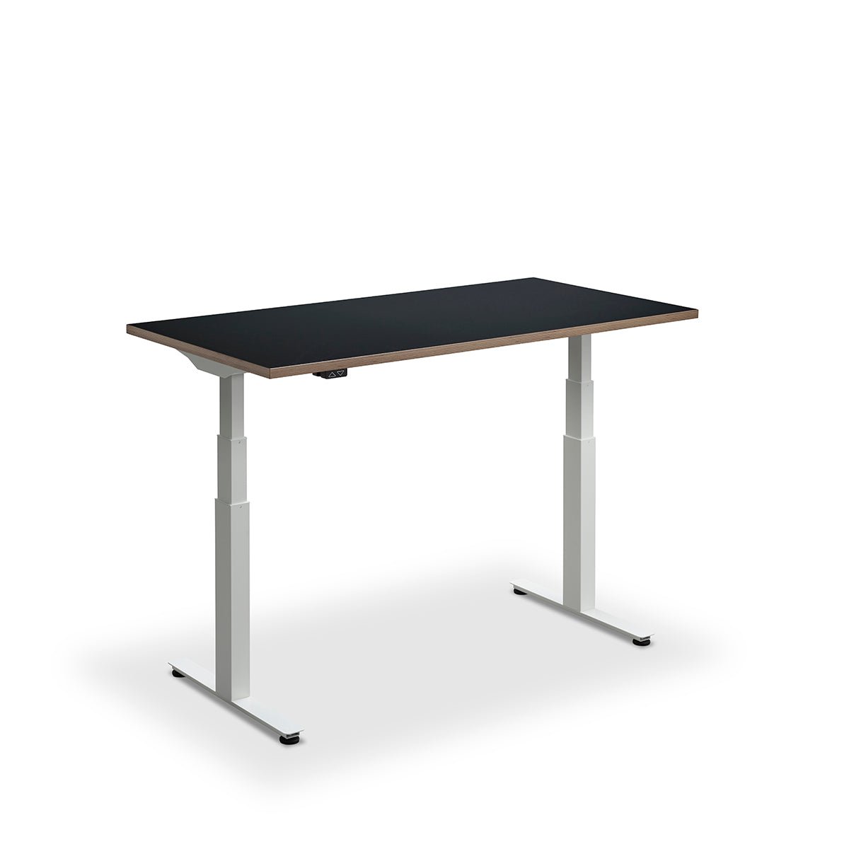 Height Adjustable Flyga Sit Stand Lavoro Design Desk 160cm wide 80cm Deep  Black Ply Edge leg Black