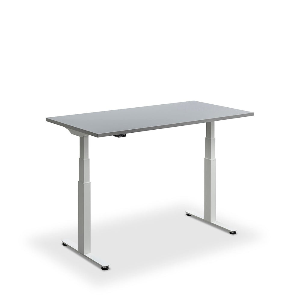 Height Adjustable Flyga Sit Stand Lavoro Design Desk 140cm wide 80cm Deep  Black leg White