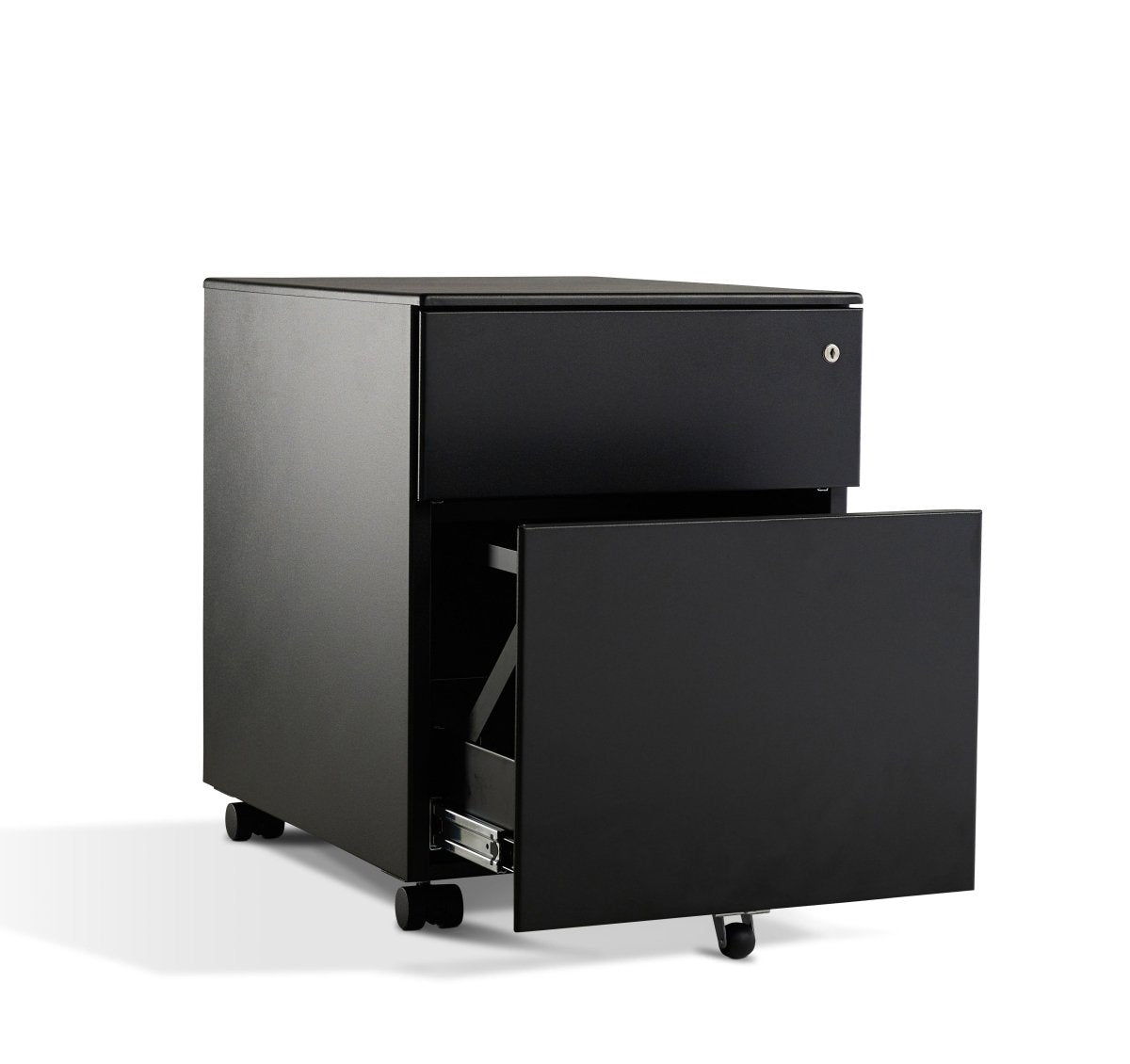 Lavoro metal locking form pedestal Slimeline 3 Drawer Silver