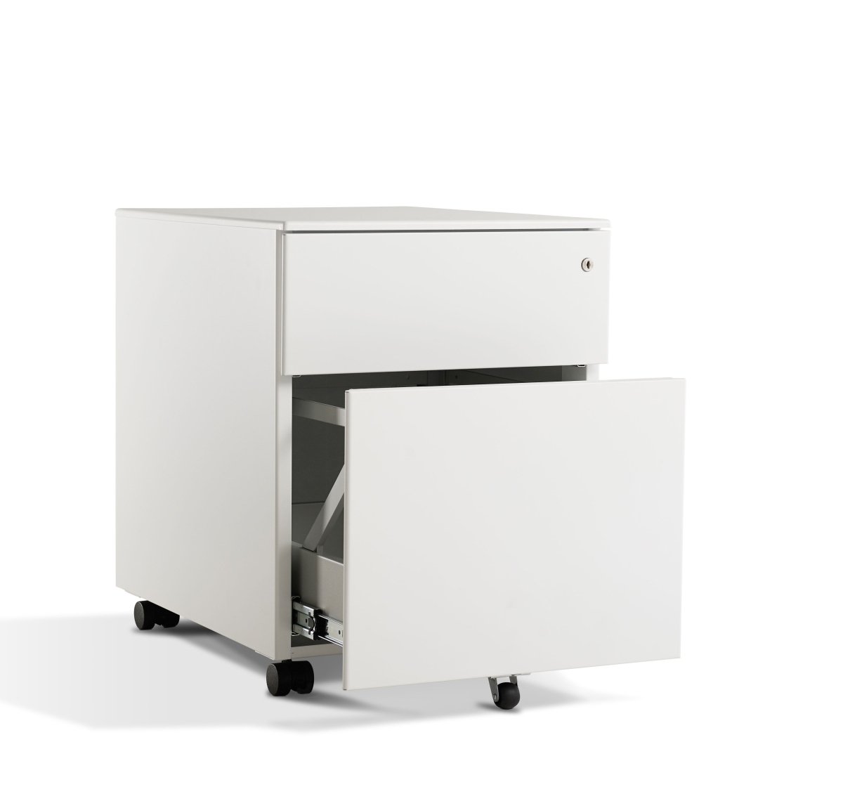 Lavoro metal locking form pedestal Slimeline 3 Drawer White