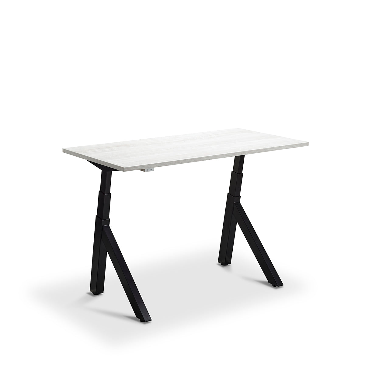 Lavoro Forma   Sit Stand Height Adjustable desk White  140cm wide 70cmDeep  Dijon Walnut leg Black