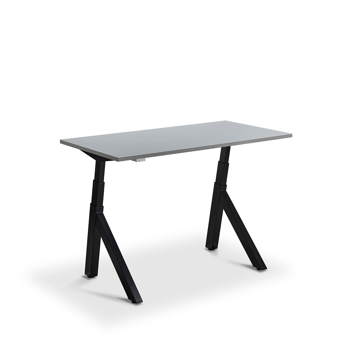 Lavoro Forma   Sit Stand Height Adjustable desk White  160cm wide 70cmDeep  Graphite Ply Edge leg Black