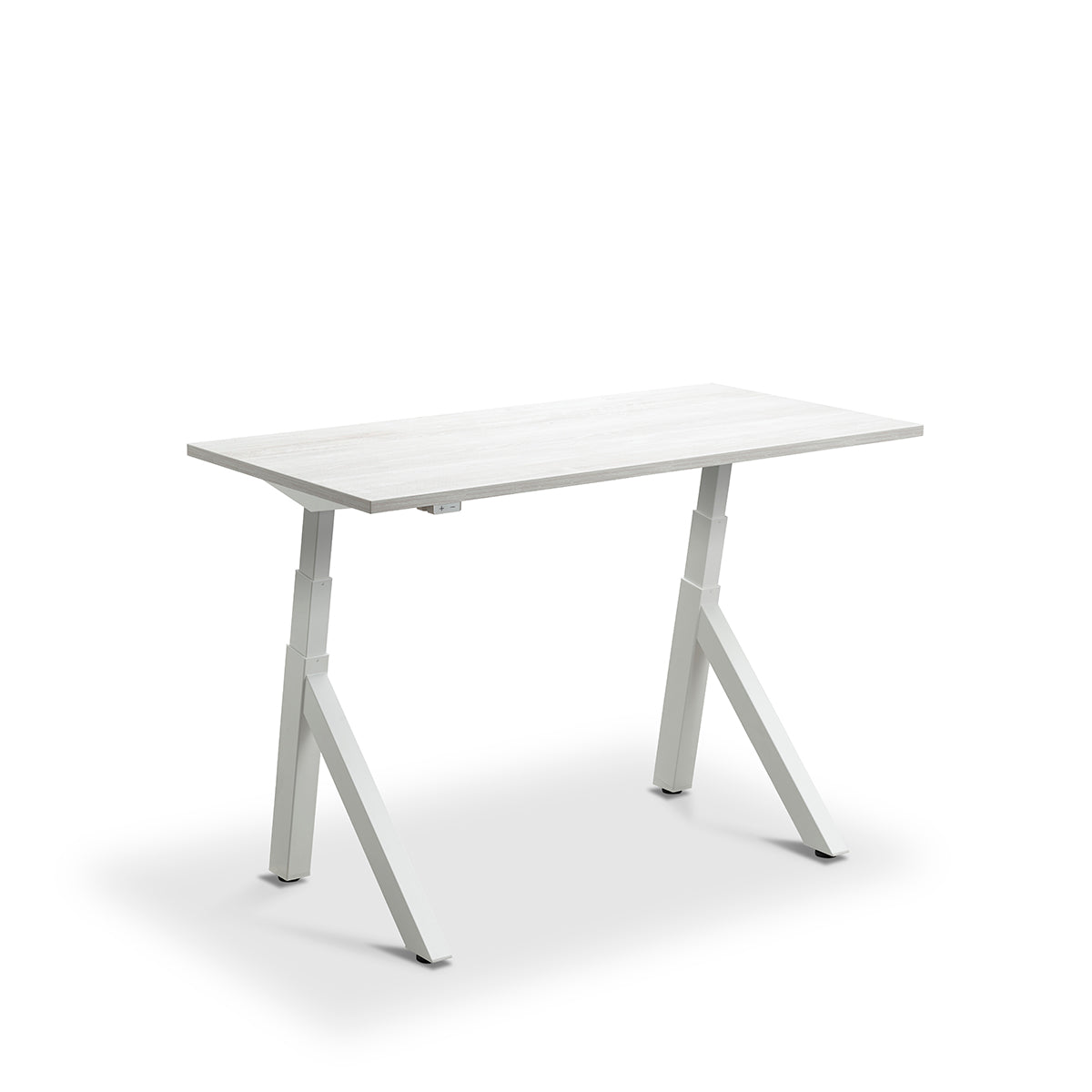 Lavoro Forma   Sit Stand Height Adjustable desk White  140cm wide 80cmDeep  Dijon Walnut leg Black