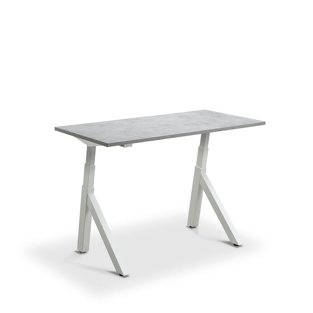 Lavoro Forma   Sit Stand Height Adjustable desk White  160cm wide 80cmDeep  Anthracite Oak leg Black