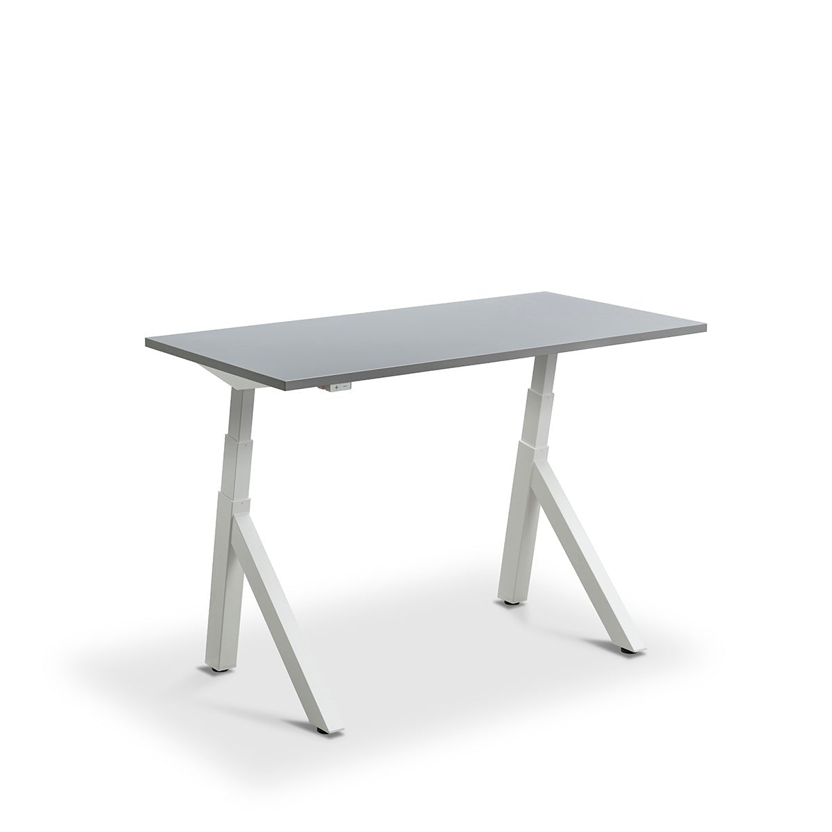 Lavoro Forma   Sit Stand Height Adjustable desk White  140cm wide 80cmDeep  Graphite Ply Edge leg Black