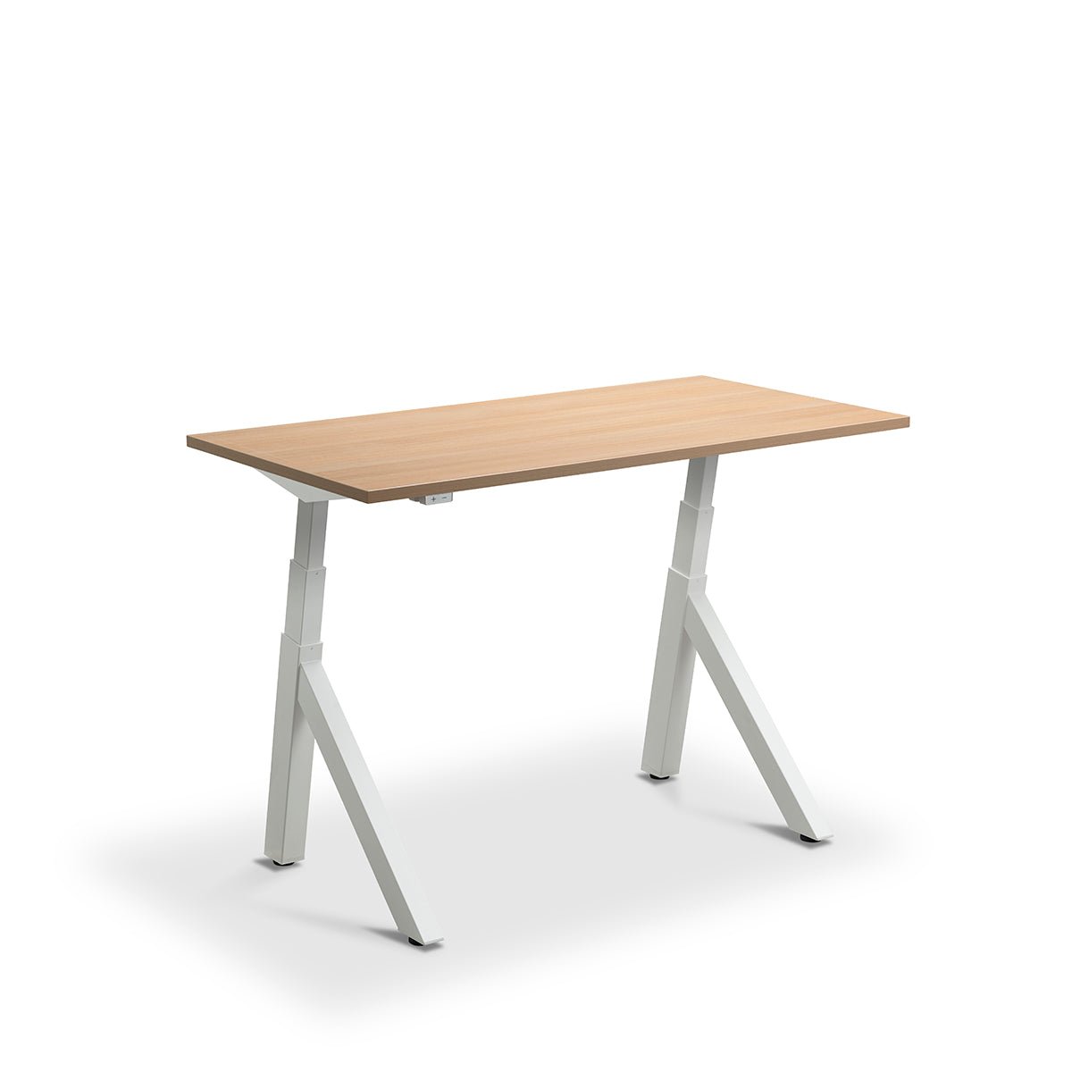 Lavoro Forma   Sit Stand Height Adjustable desk White  140cm wide 80cmDeep  Grey Oak leg Black