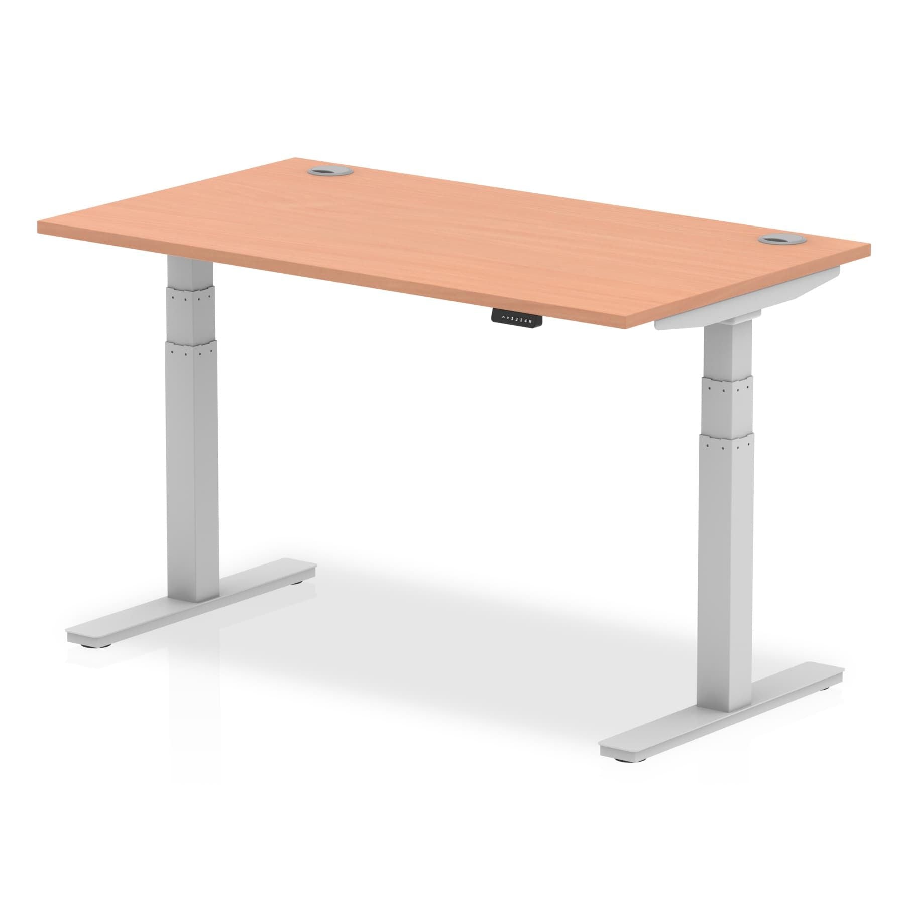 Office furniture air-height-adjustable-desk-with-cable-ports Dynamic  Beech 140 Wide