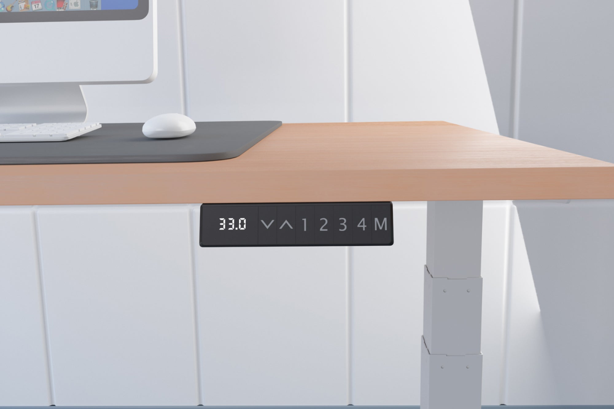 Office furniture air-height-adjustable-desk-with-cable-ports Dynamic  Maple 140 Wide