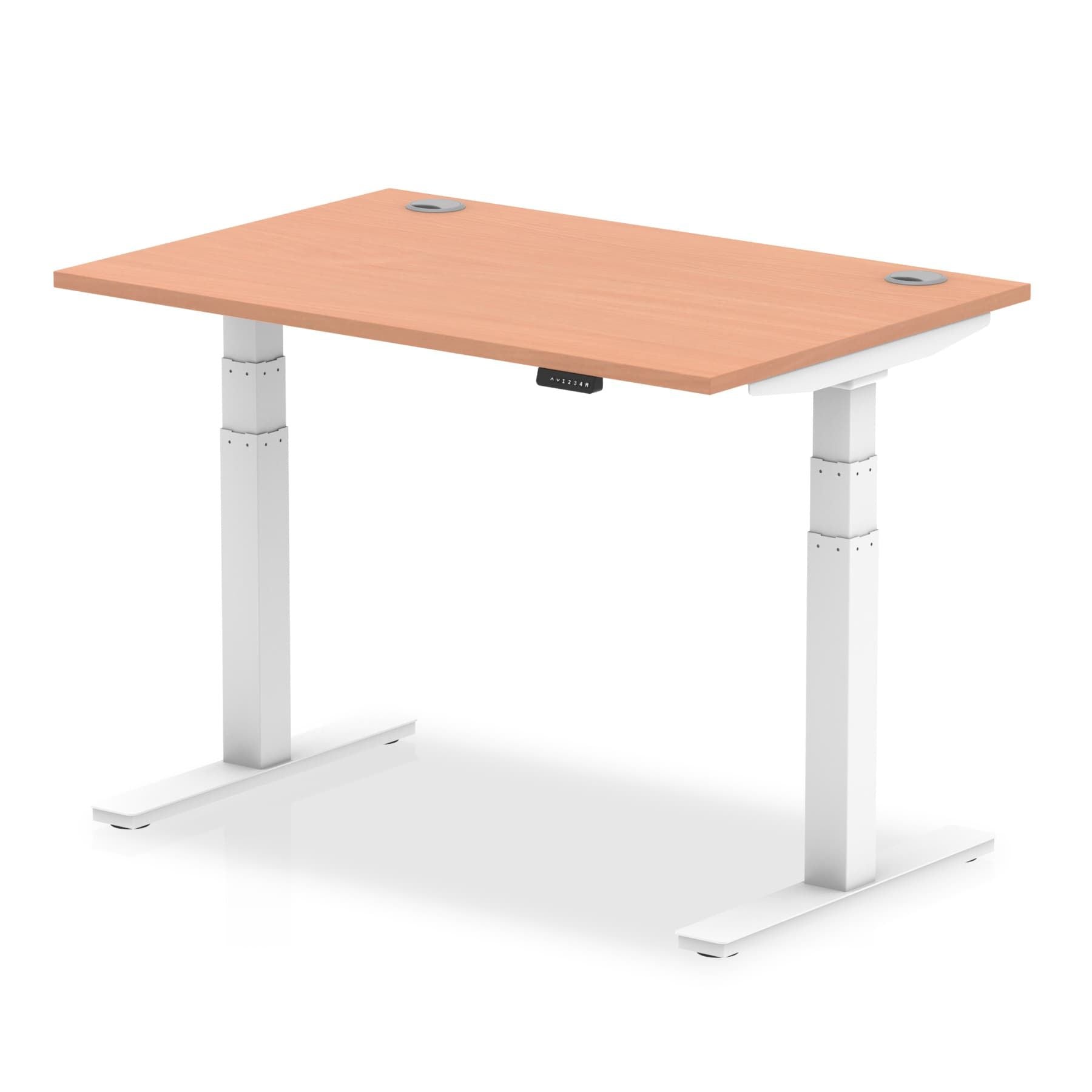 Office furniture air-height-adjustable-desk-with-cable-ports Dynamic  Beech 120 Wide