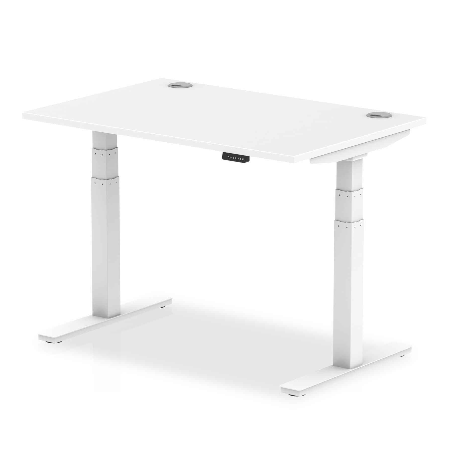 Office furniture air-height-adjustable-desk-with-cable-ports Dynamic  Beech 140 Wide