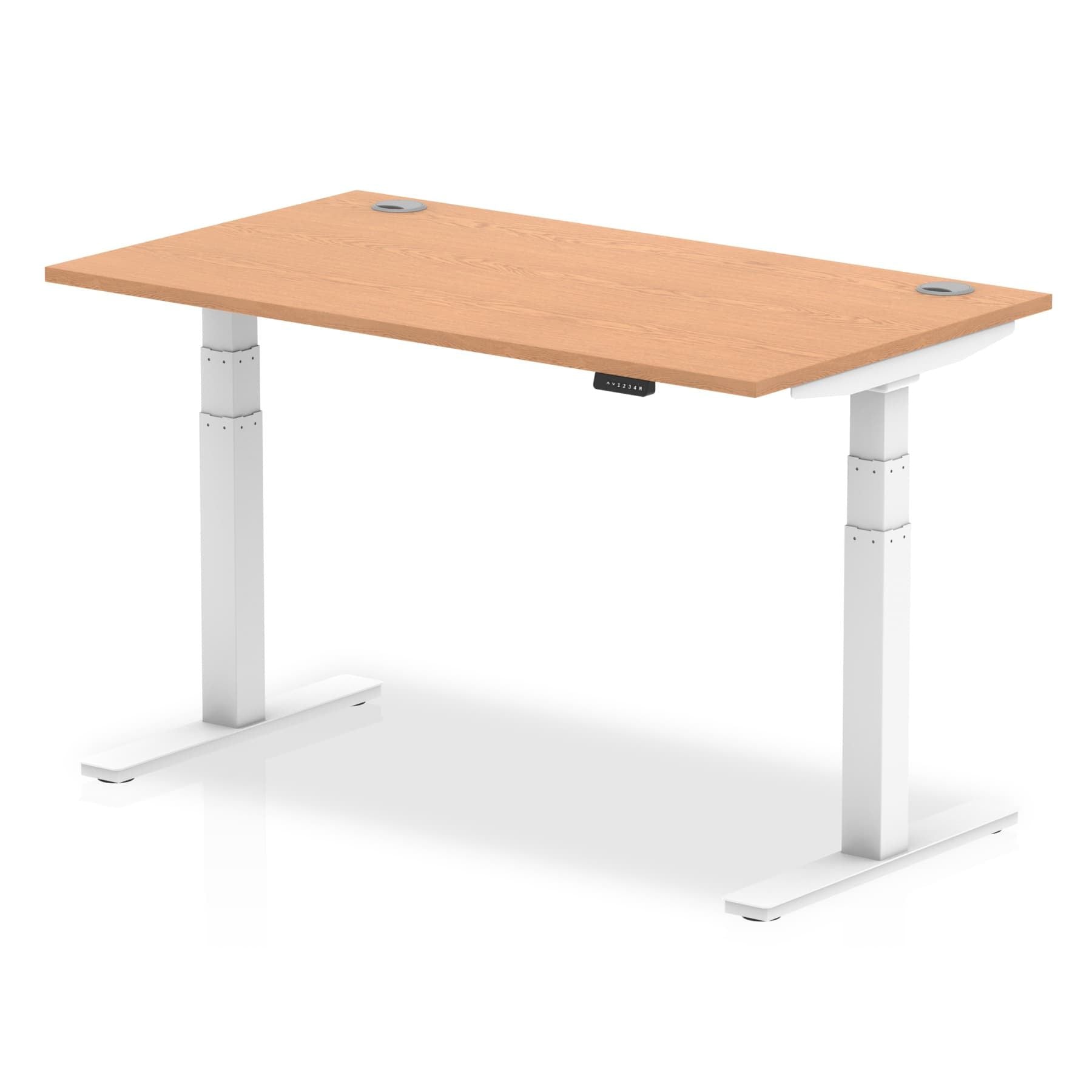 Office furniture air-height-adjustable-desk-with-cable-ports Dynamic  White 140 Wide
