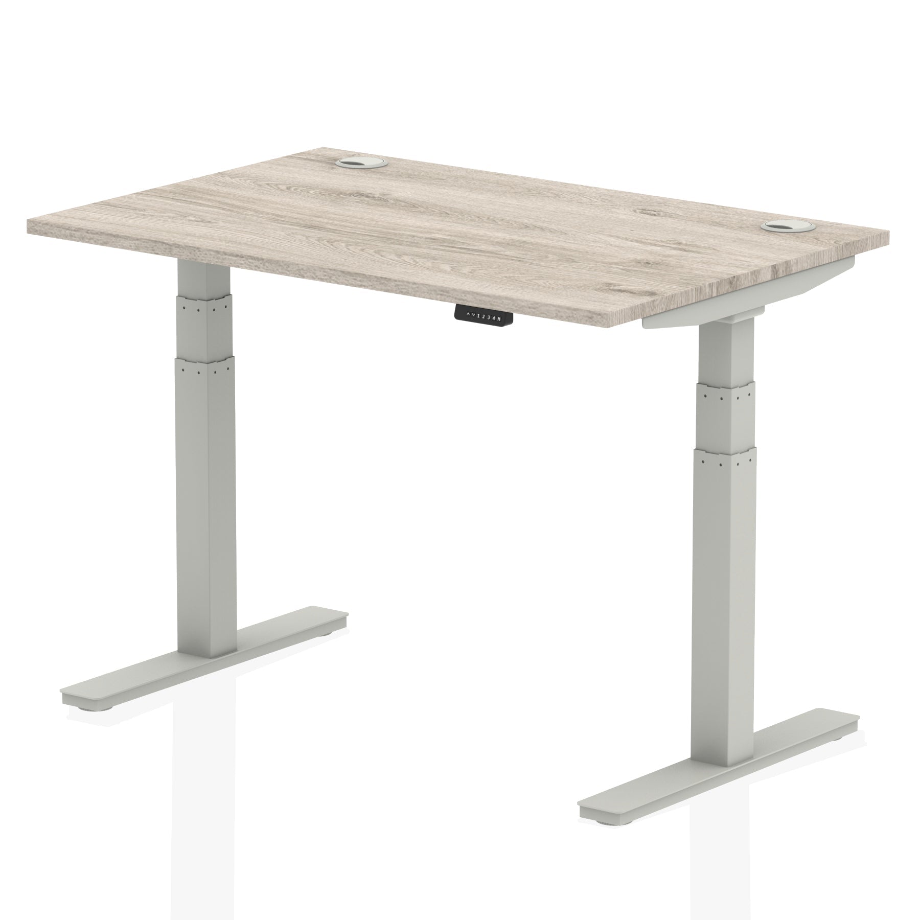 Office furniture air-height-adjustable-desk-with-cable-ports Dynamic  Grey Oak 120 Wide