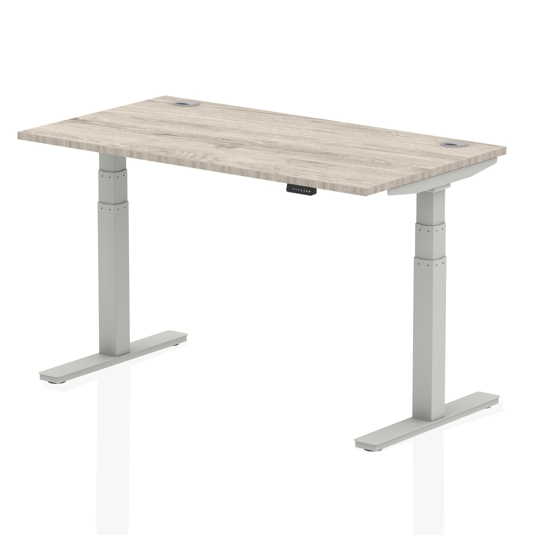 Office furniture air-height-adjustable-desk-with-cable-ports Dynamic  Grey Oak 140 Wide