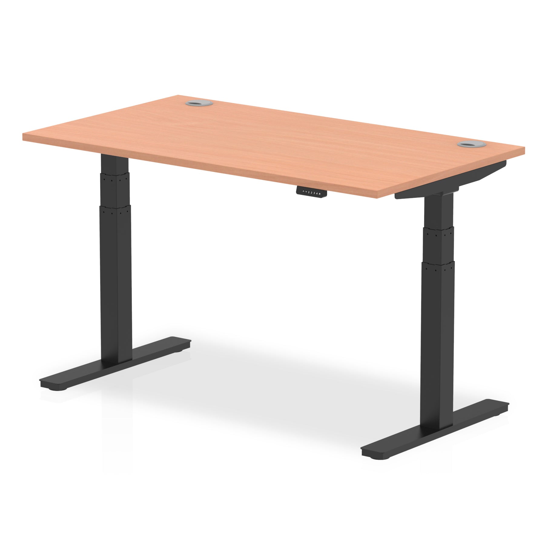 Office furniture air-height-adjustable-desk-with-cable-ports Dynamic  Beech 140 Wide