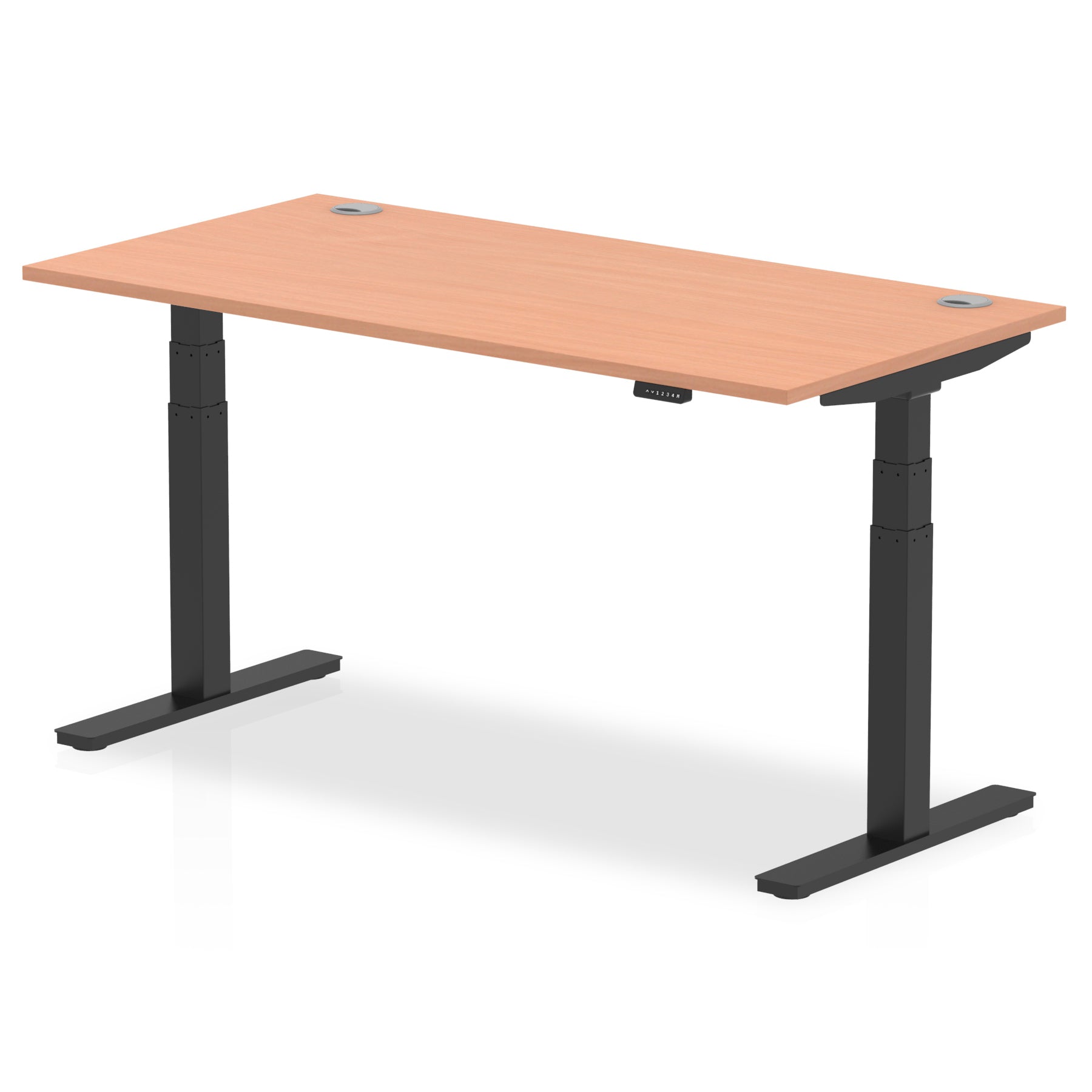 Office furniture air-height-adjustable-desk-with-cable-ports Dynamic  Grey Oak 160 Wide