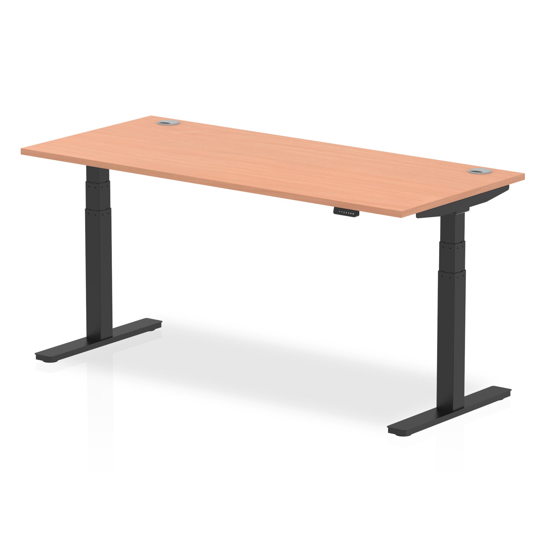 Office furniture air-height-adjustable-desk-with-cable-ports Dynamic  Grey Oak 180 Wide