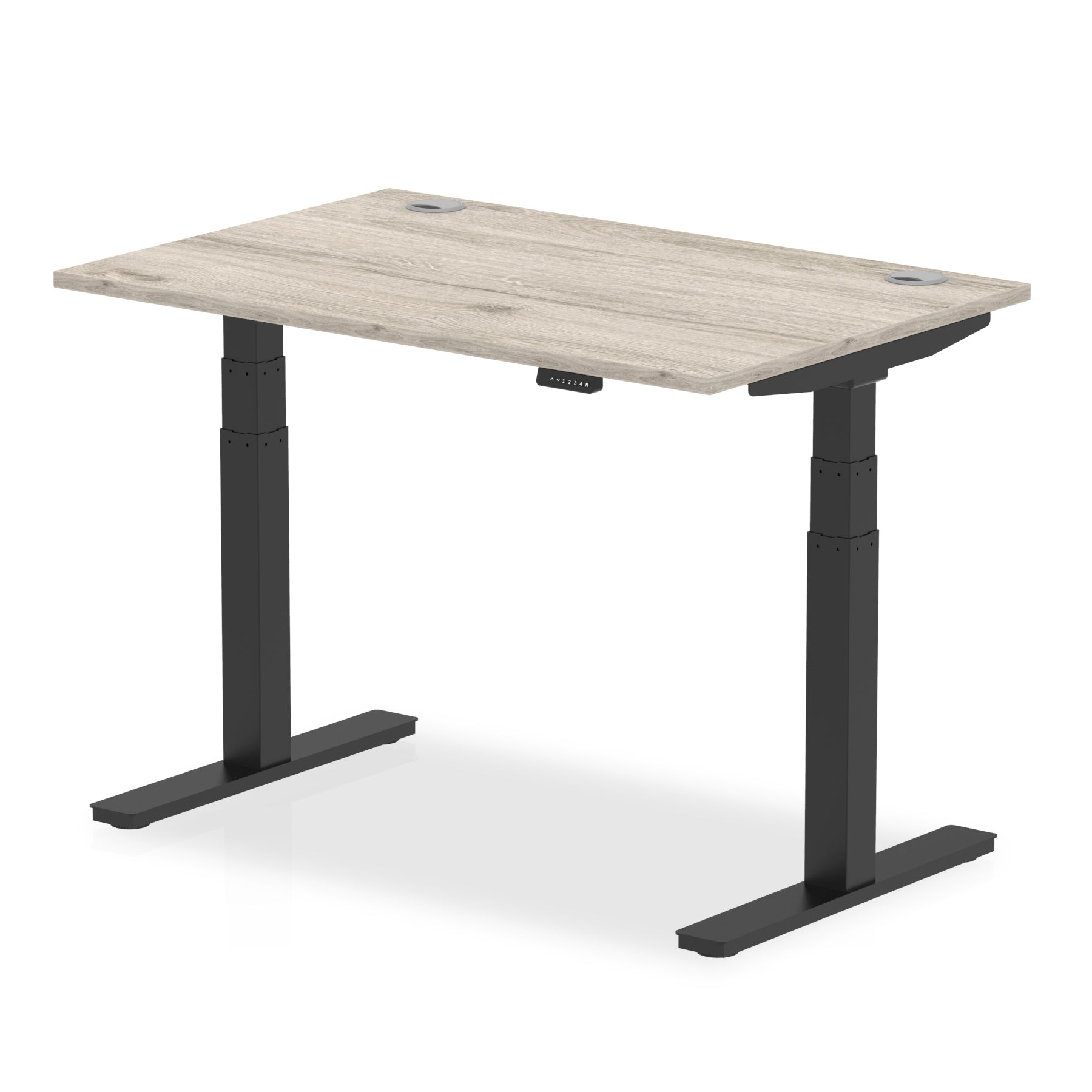 Office furniture air-height-adjustable-desk-with-cable-ports Dynamic  Grey Oak 120 Wide