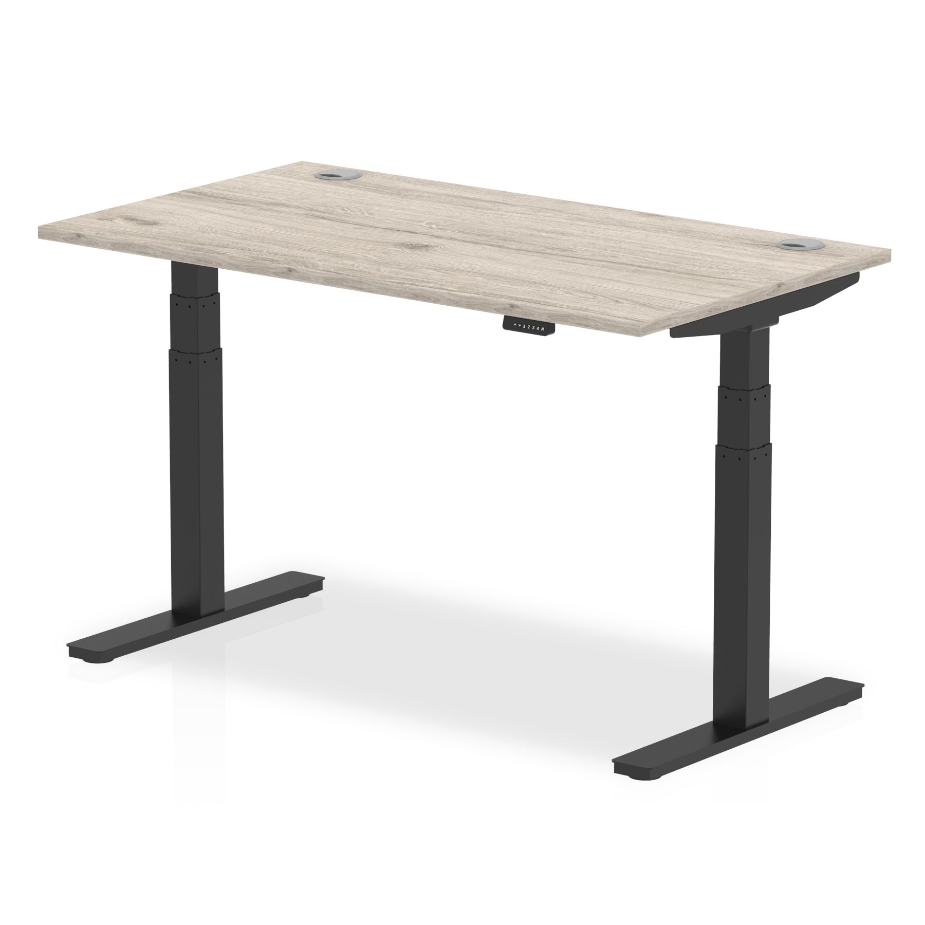 Office furniture air-height-adjustable-desk-with-cable-ports Dynamic  Grey Oak 140 Wide