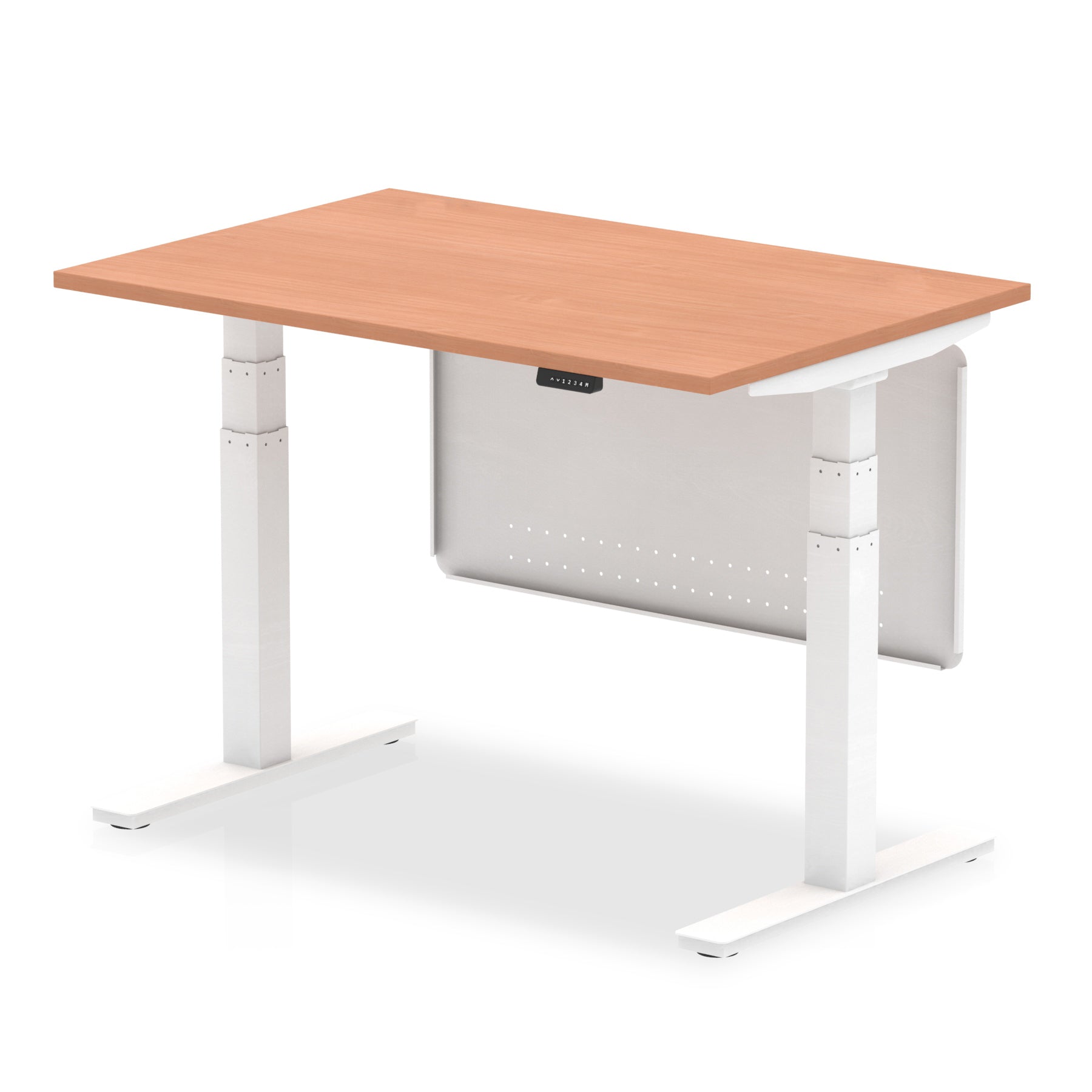 Office furniture air-height-adjustable-desk-with-steel-modesty-panel Dynamic  120 Colour Walnut 