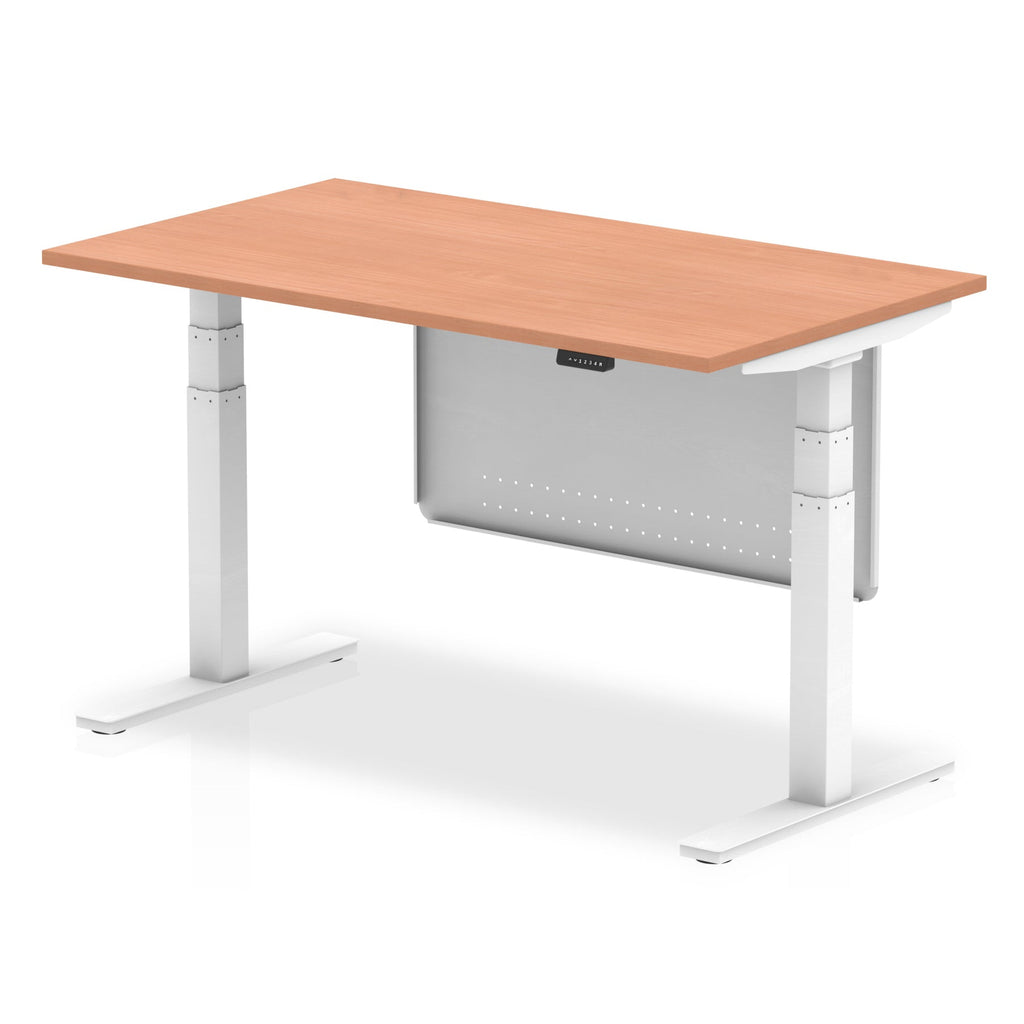 Office furniture air-height-adjustable-desk-with-steel-modesty-panel Dynamic  140 Colour Walnut 