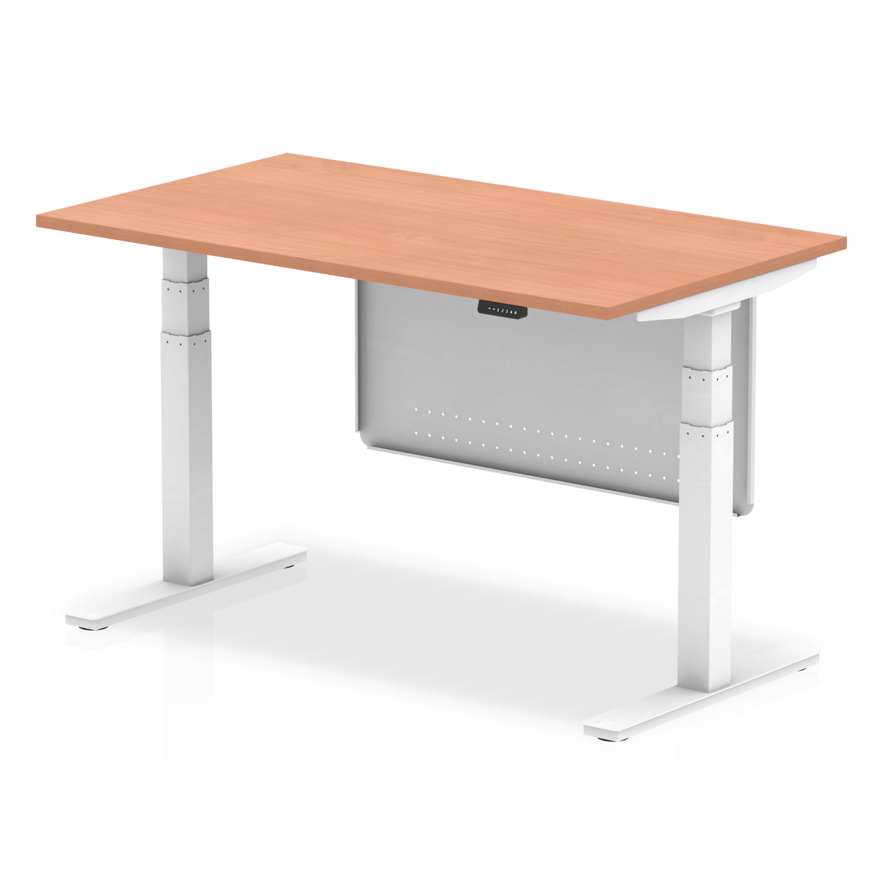 Office furniture air-height-adjustable-desk-with-steel-modesty-panel Dynamic  140 Colour Walnut 