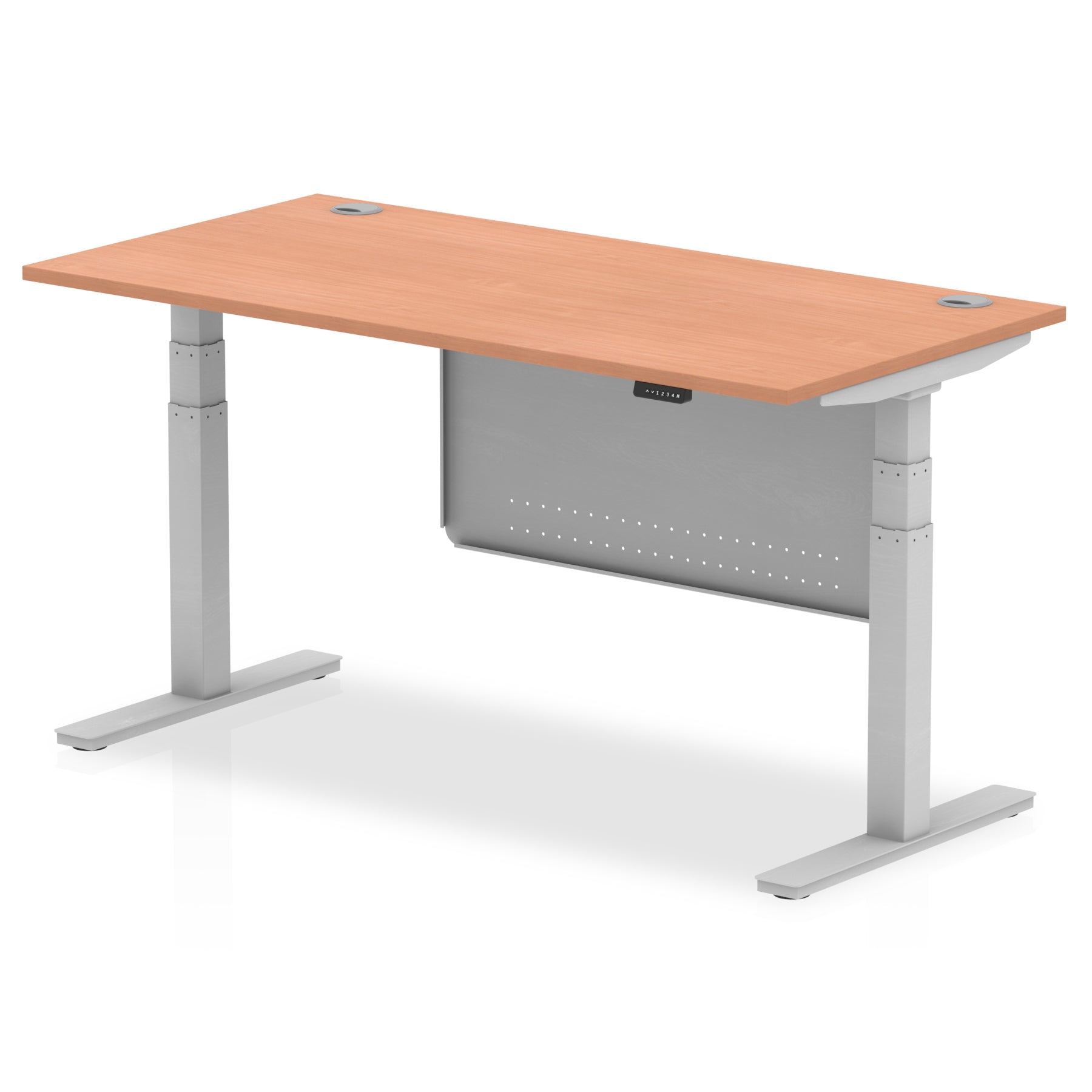 Office furniture air-height-adjustable-desk-with-cable-ports-with-steel-modesty-panel Dynamic  160 Colour Beech 
