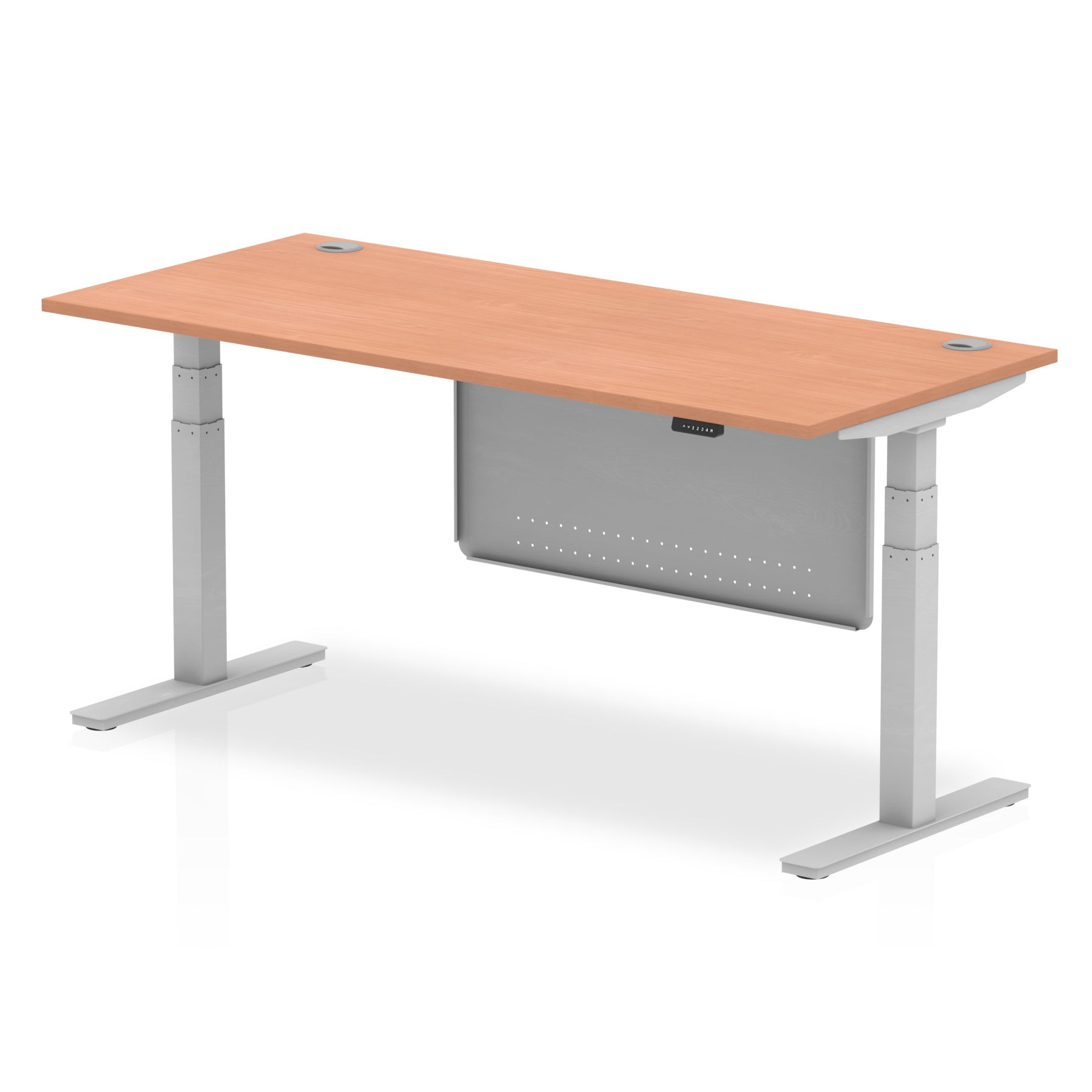 Office furniture air-height-adjustable-desk-with-cable-ports-with-steel-modesty-panel Dynamic  180 Colour Beech 