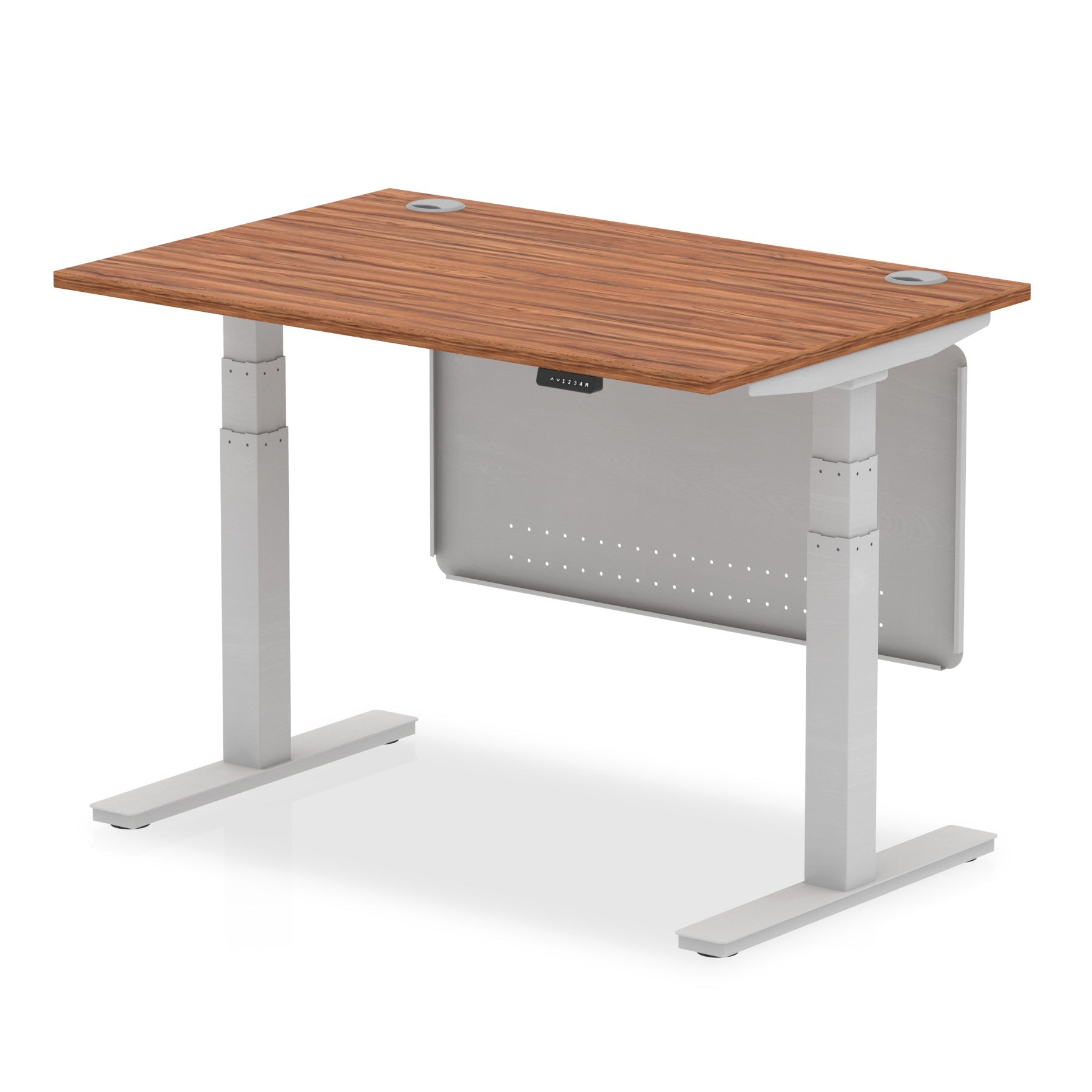 Office furniture air-height-adjustable-desk-with-cable-ports-with-steel-modesty-panel Dynamic  120 Colour Oak 