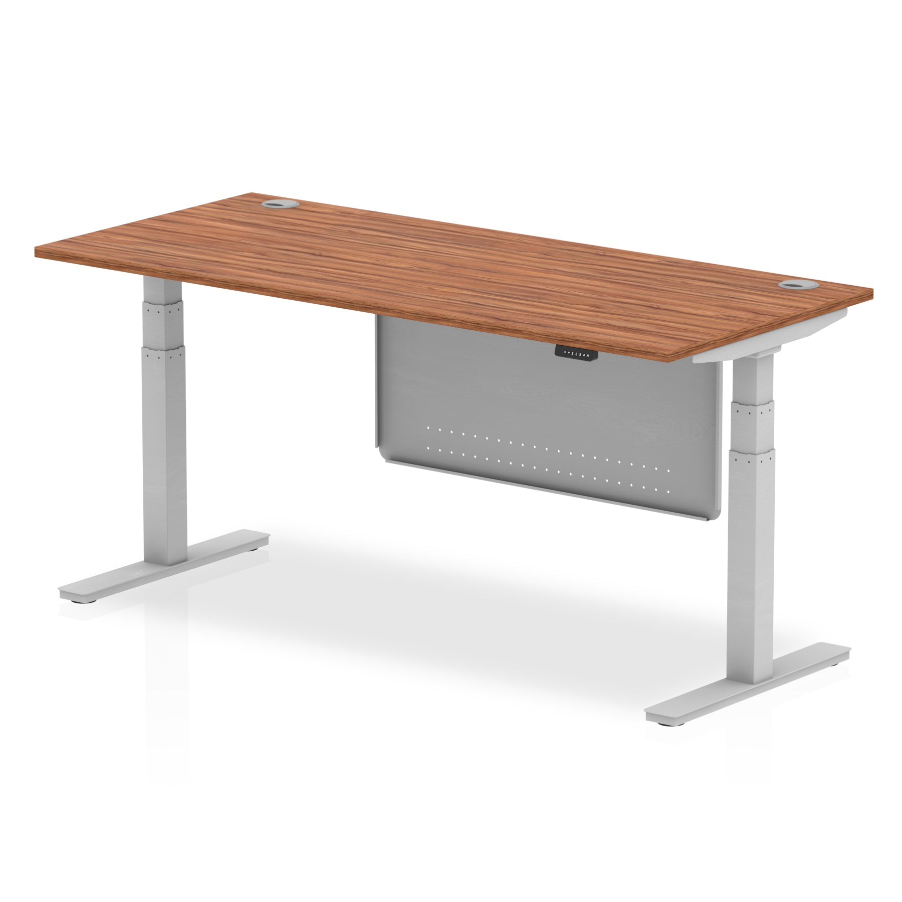 Office furniture air-height-adjustable-desk-with-cable-ports-with-steel-modesty-panel Dynamic  180 Colour Oak 