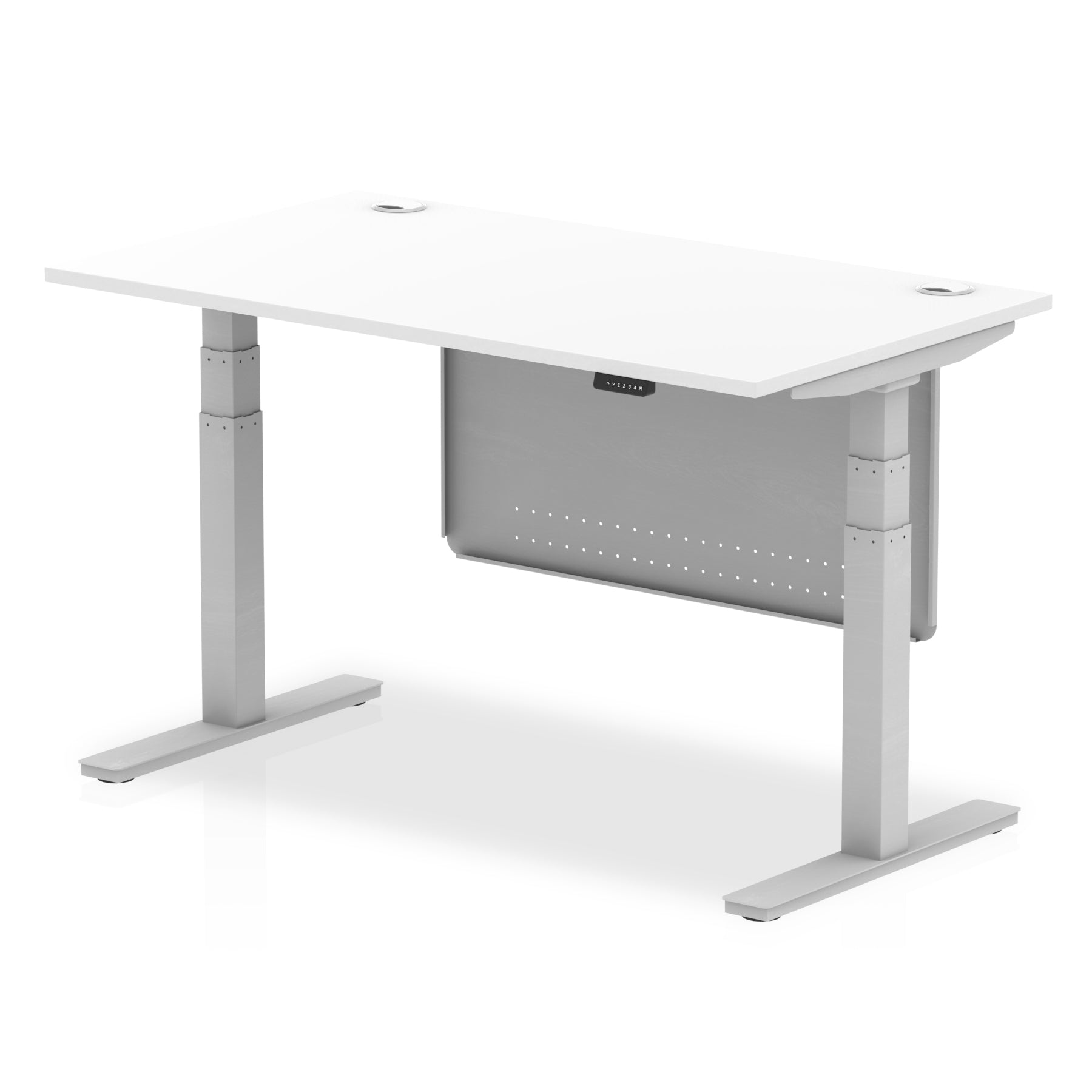 Office furniture air-height-adjustable-desk-with-cable-ports-with-steel-modesty-panel Dynamic  140 Colour Beech 