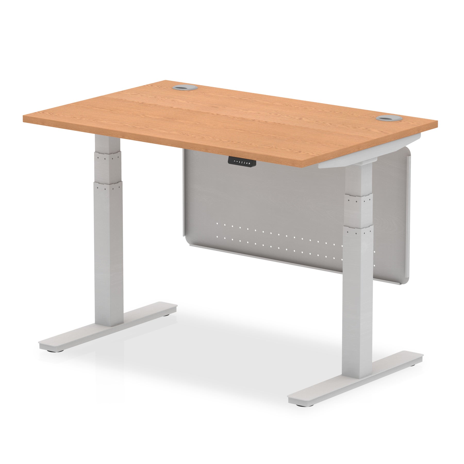 Office furniture air-height-adjustable-desk-with-cable-ports-with-steel-modesty-panel Dynamic  120 Colour Maple 