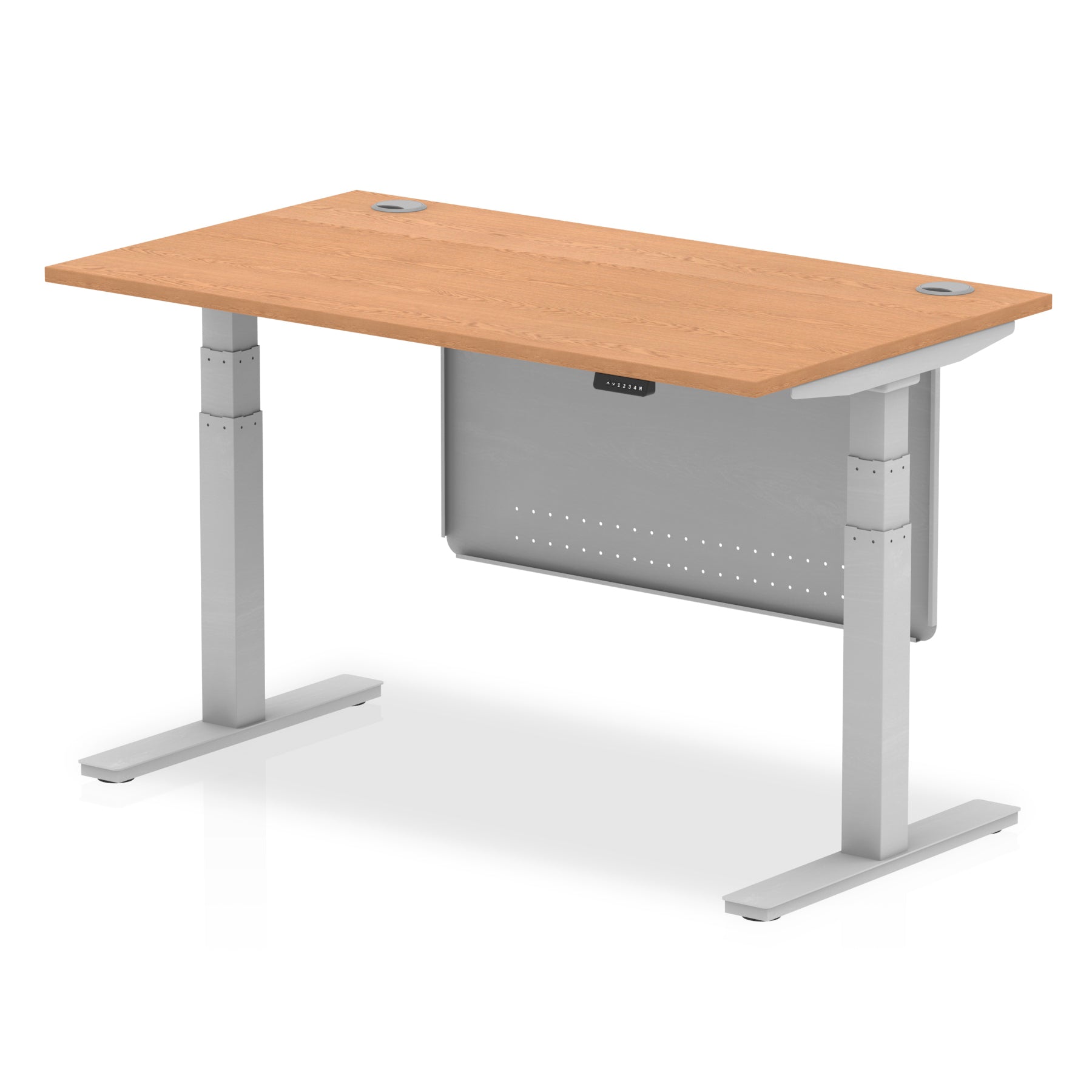 Office furniture air-height-adjustable-desk-with-cable-ports-with-steel-modesty-panel Dynamic  140 Colour Maple 