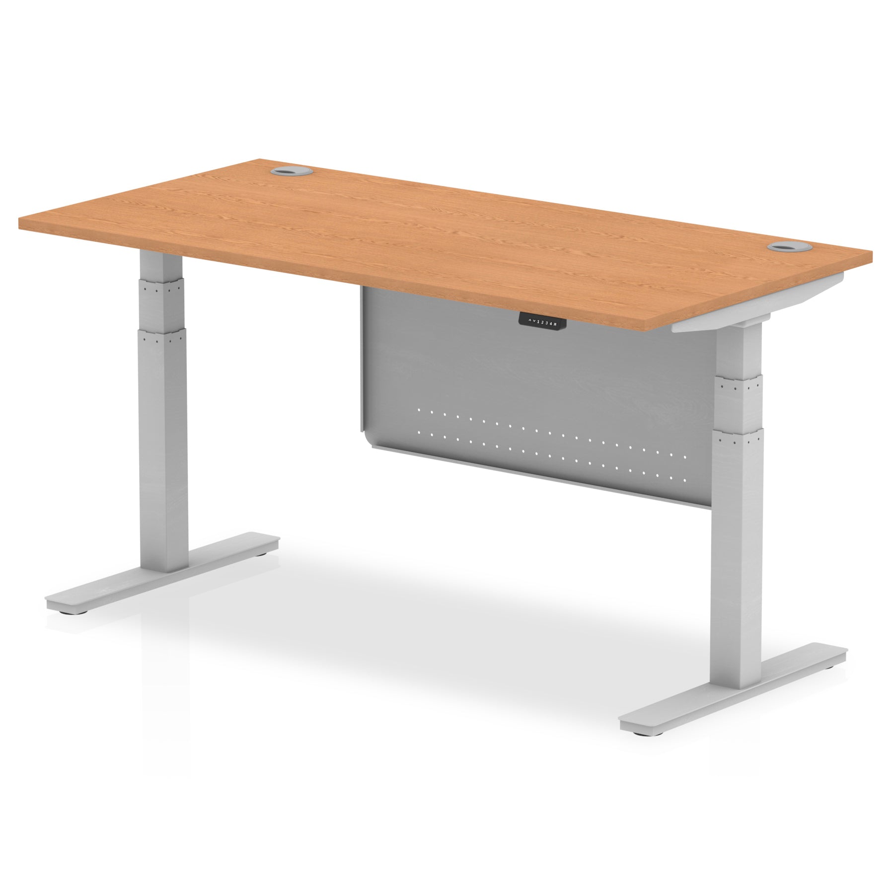 Office furniture air-height-adjustable-desk-with-cable-ports-with-steel-modesty-panel Dynamic  160 Colour Maple 