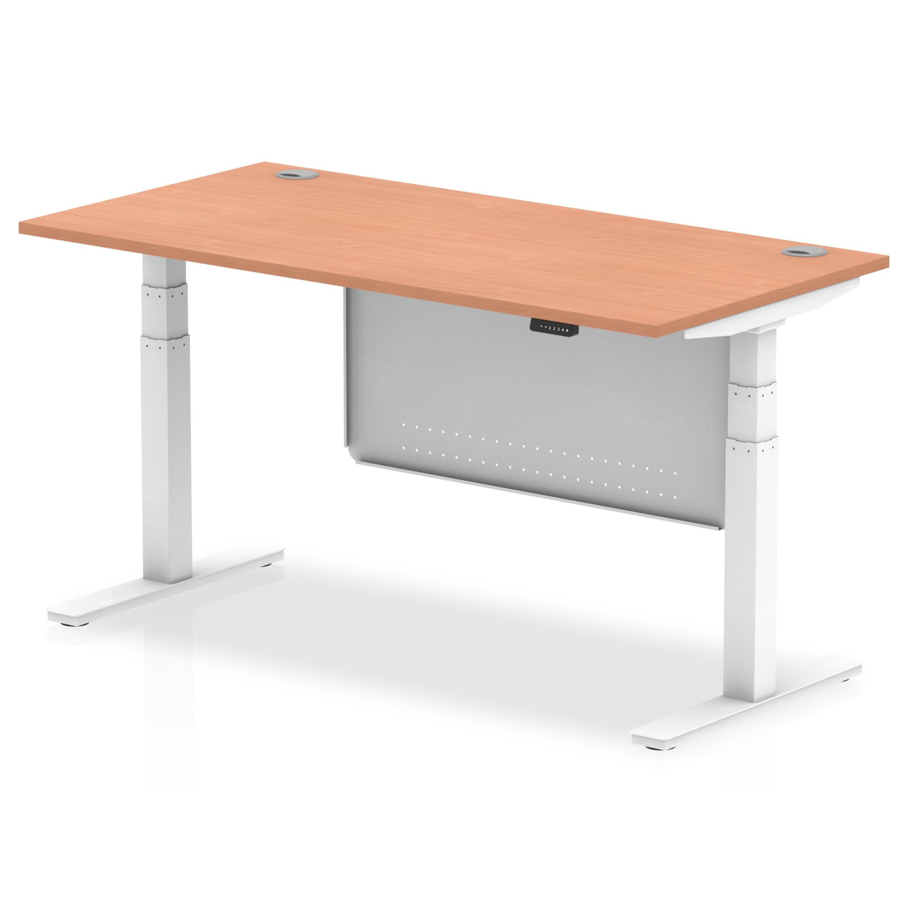 Office furniture air-height-adjustable-desk-with-cable-ports-with-steel-modesty-panel Dynamic  160 Colour Walnut 