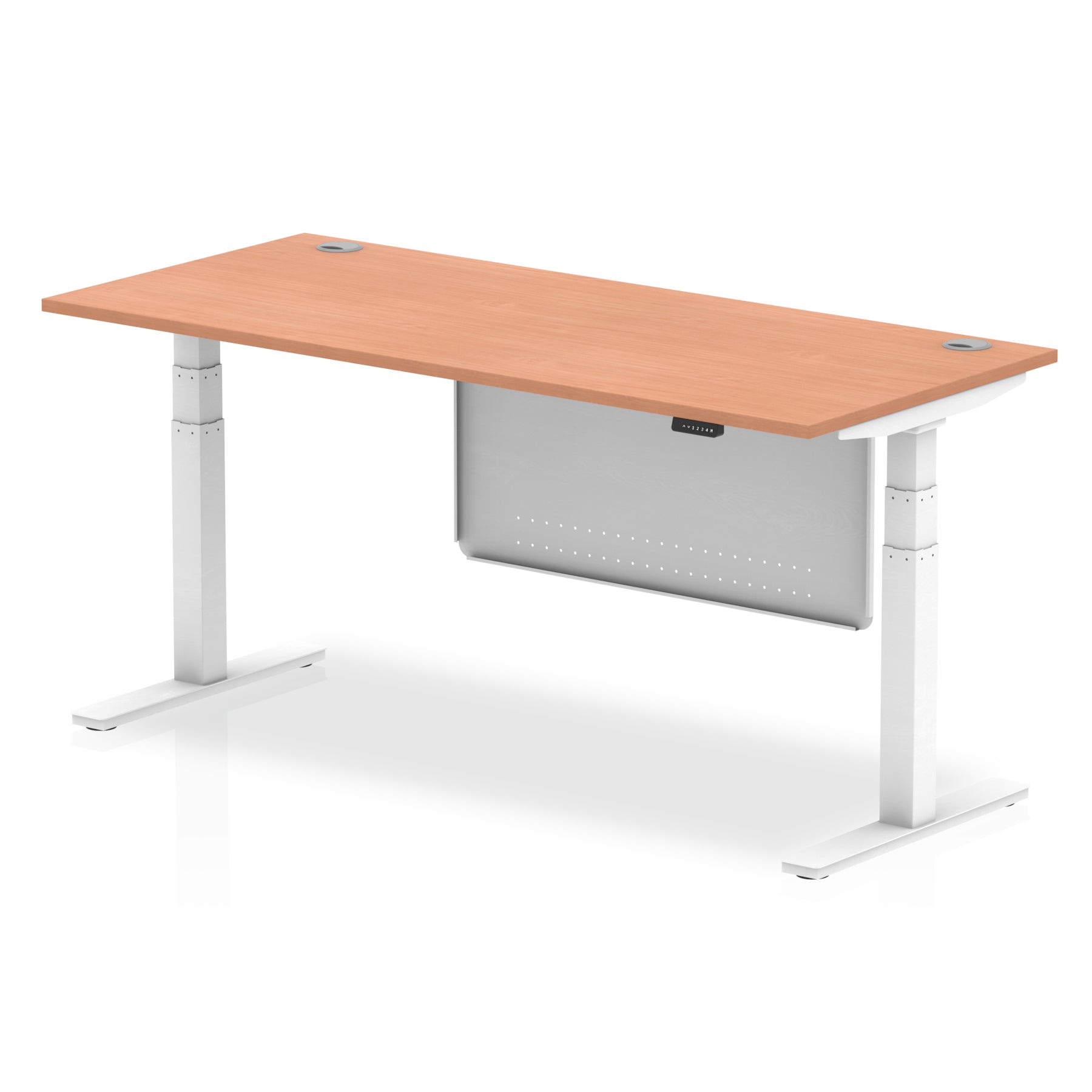 Office furniture air-height-adjustable-desk-with-cable-ports-with-steel-modesty-panel Dynamic  180 Colour Walnut 