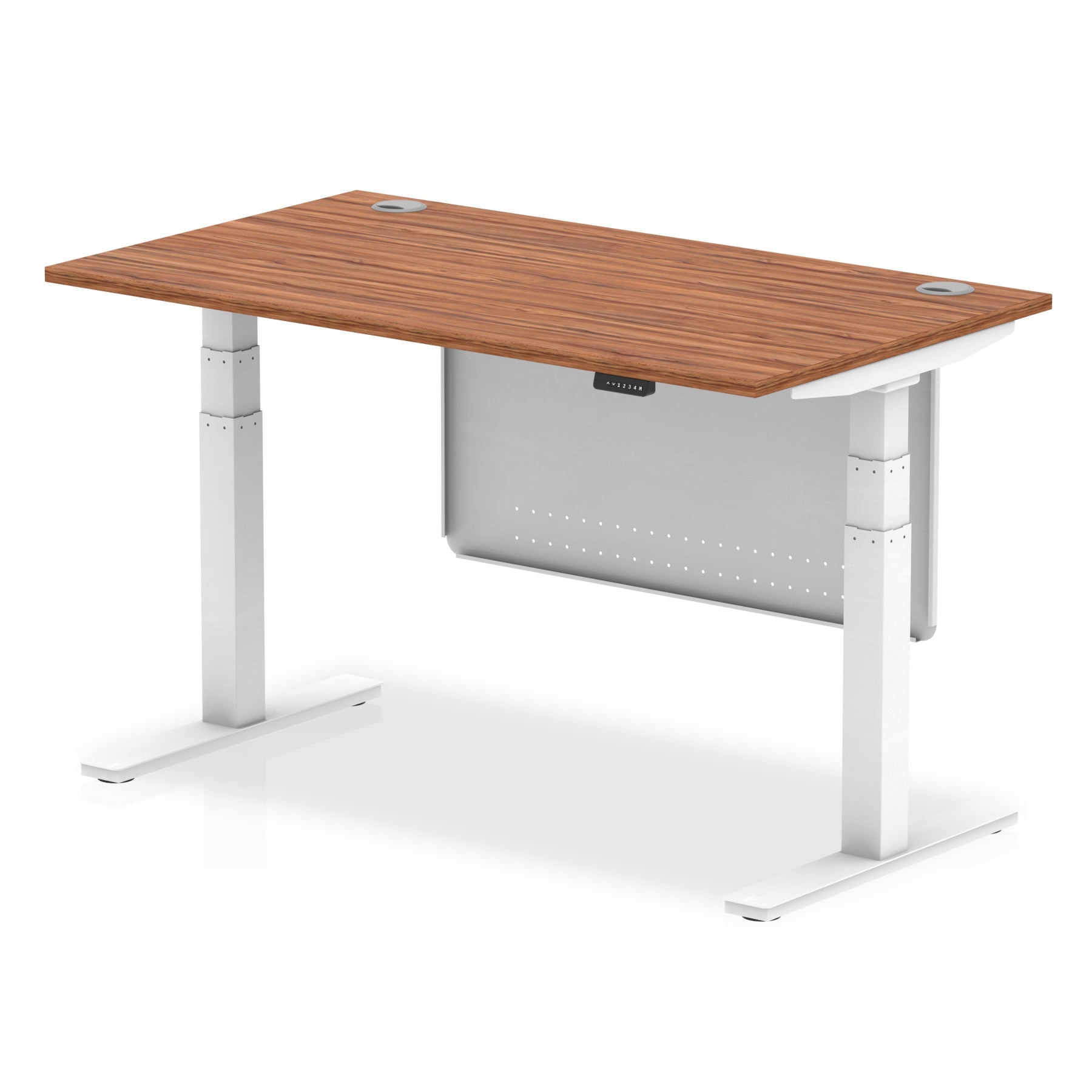 Office furniture air-height-adjustable-desk-with-cable-ports-with-steel-modesty-panel Dynamic  120 Colour Grey Oak 