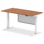 Office furniture air-height-adjustable-desk-with-cable-ports-with-steel-modesty-panel Dynamic  140 Colour Grey Oak 