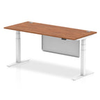 Office furniture air-height-adjustable-desk-with-cable-ports-with-steel-modesty-panel Dynamic  140 Colour Grey Oak 