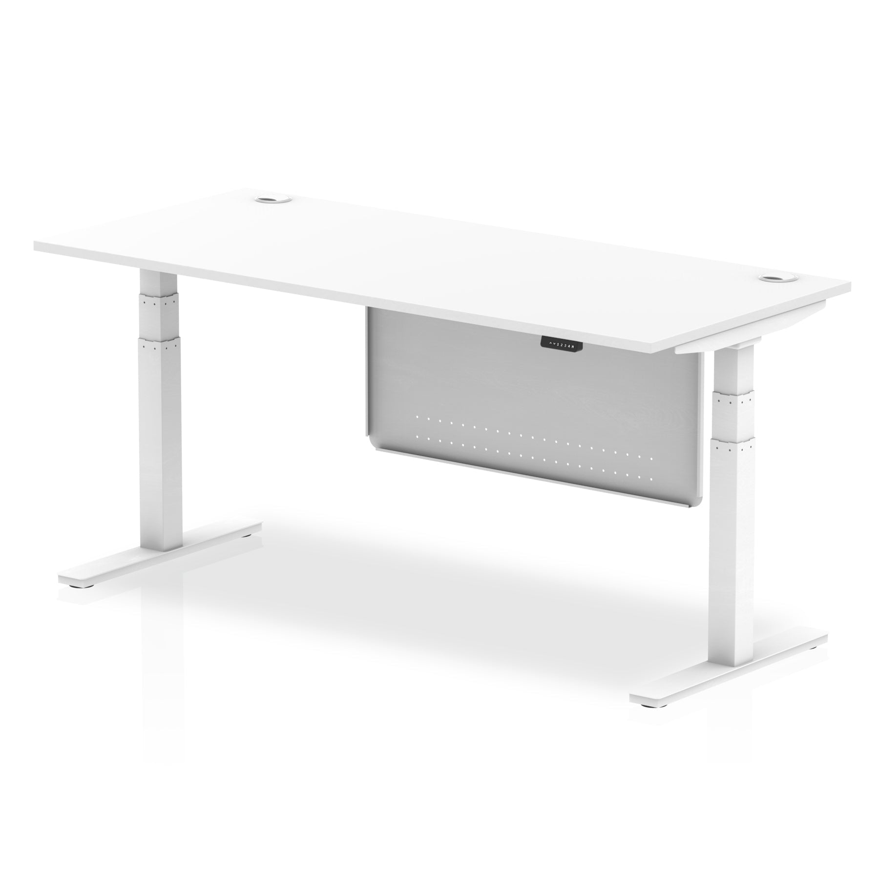 Office furniture air-height-adjustable-desk-with-cable-ports-with-steel-modesty-panel Dynamic  180 Colour Grey Oak 