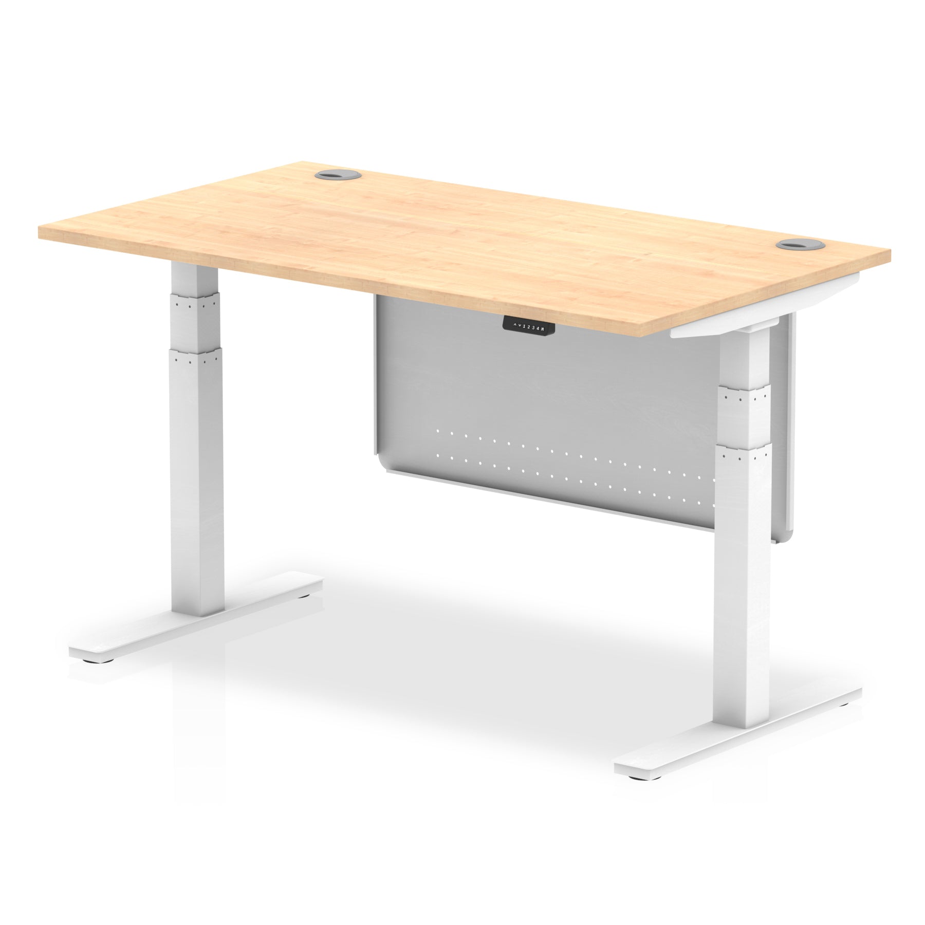 Office furniture air-height-adjustable-desk-with-cable-ports-with-steel-modesty-panel Dynamic  140 Colour Maple 